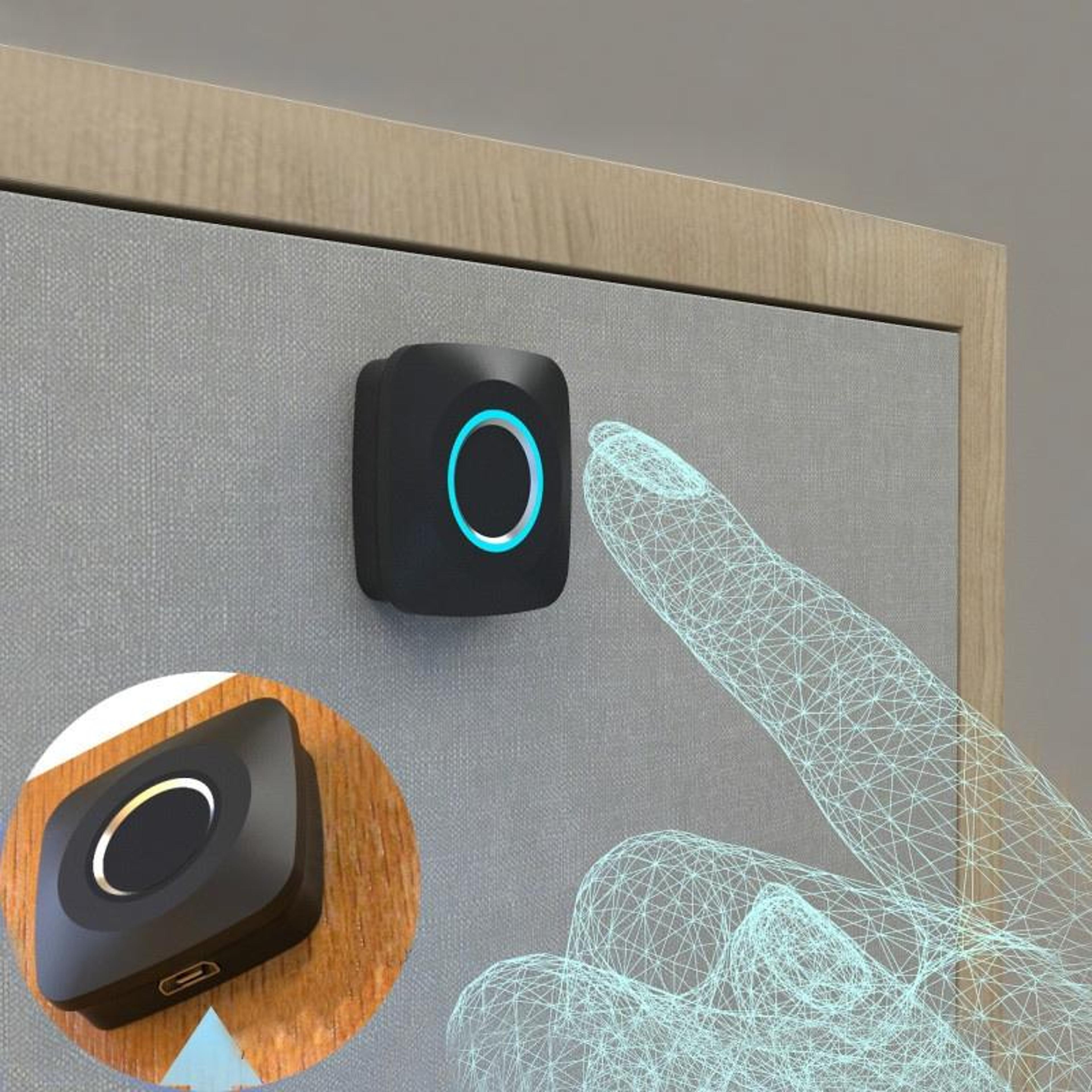 smart fingerprint drawer lock with ultra-thin panel and keyhole installation