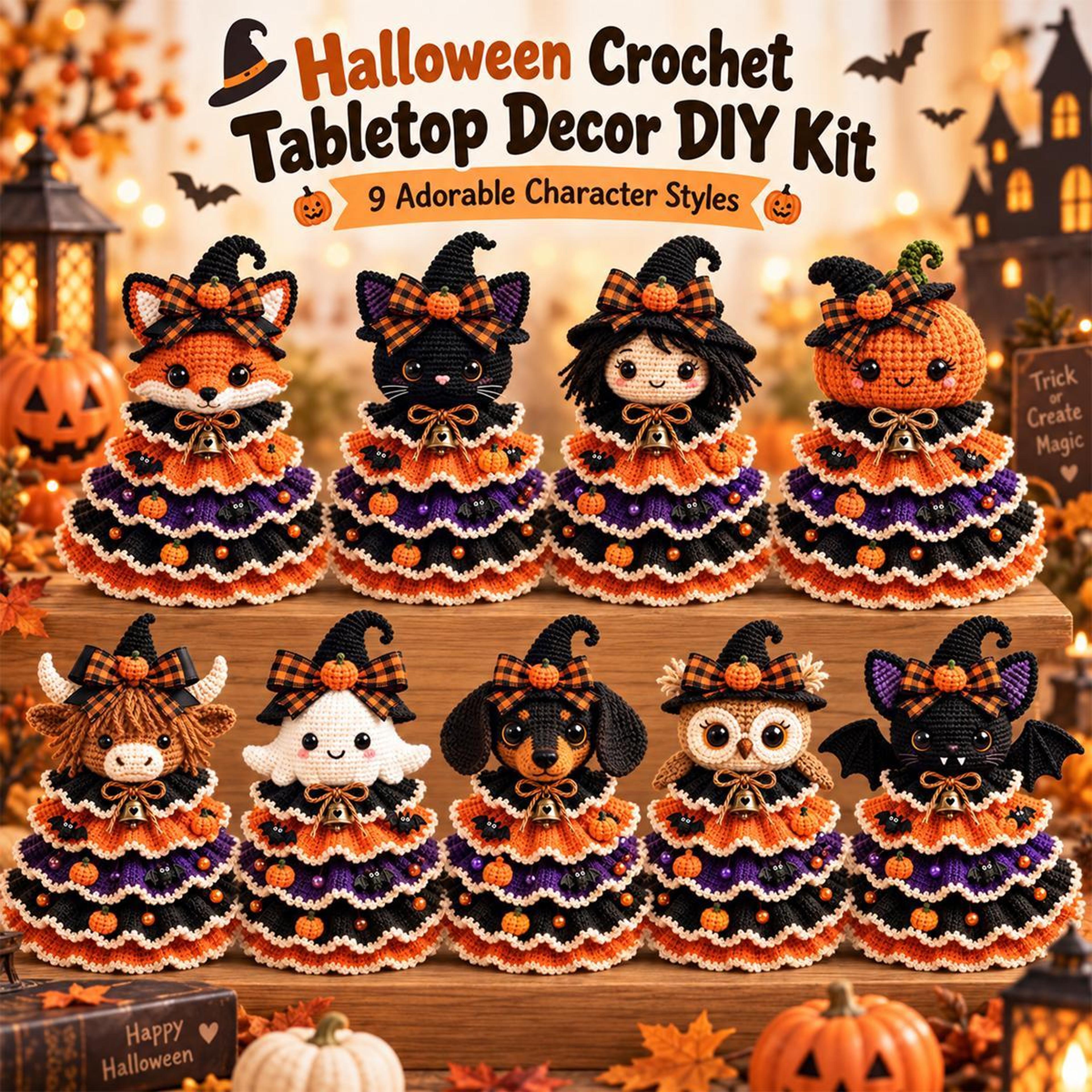 Halloween Crochet DIY Kit For Tabletop Decorations With 9 Character Styles 1