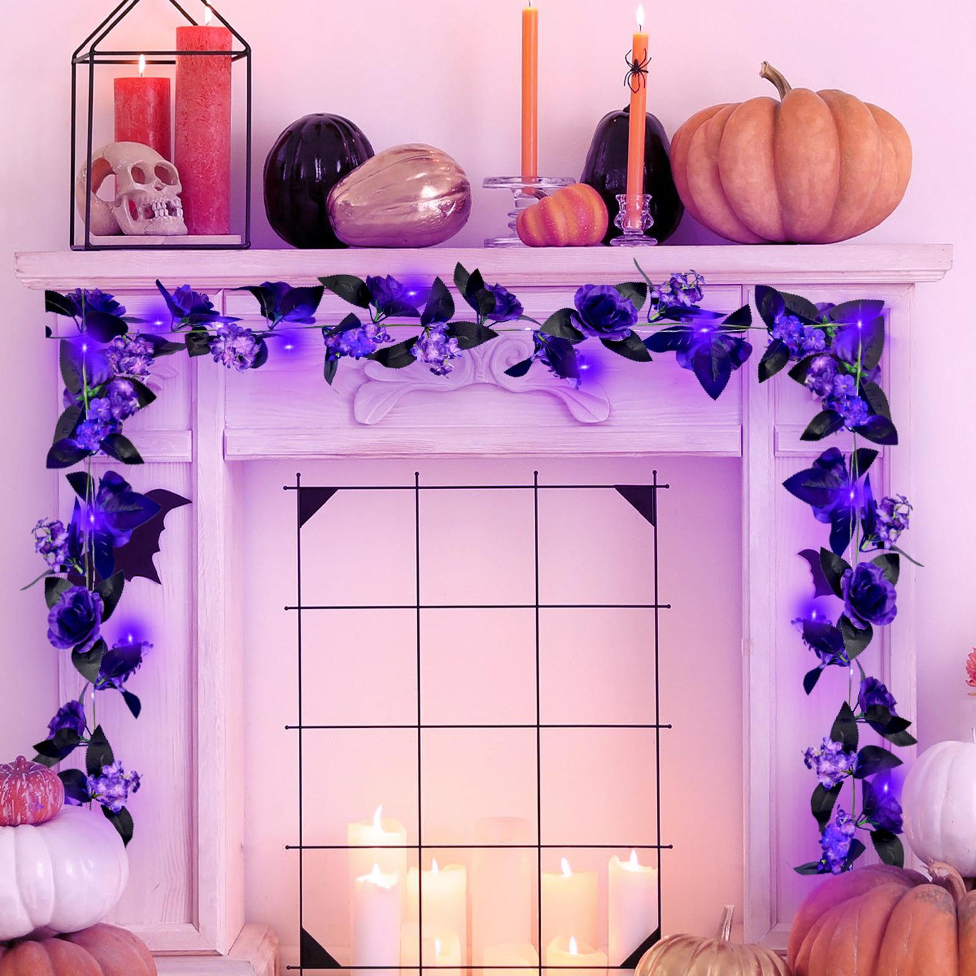 Halloween Light Up Artificial Rose Garland With Flexible Winding Vine 2