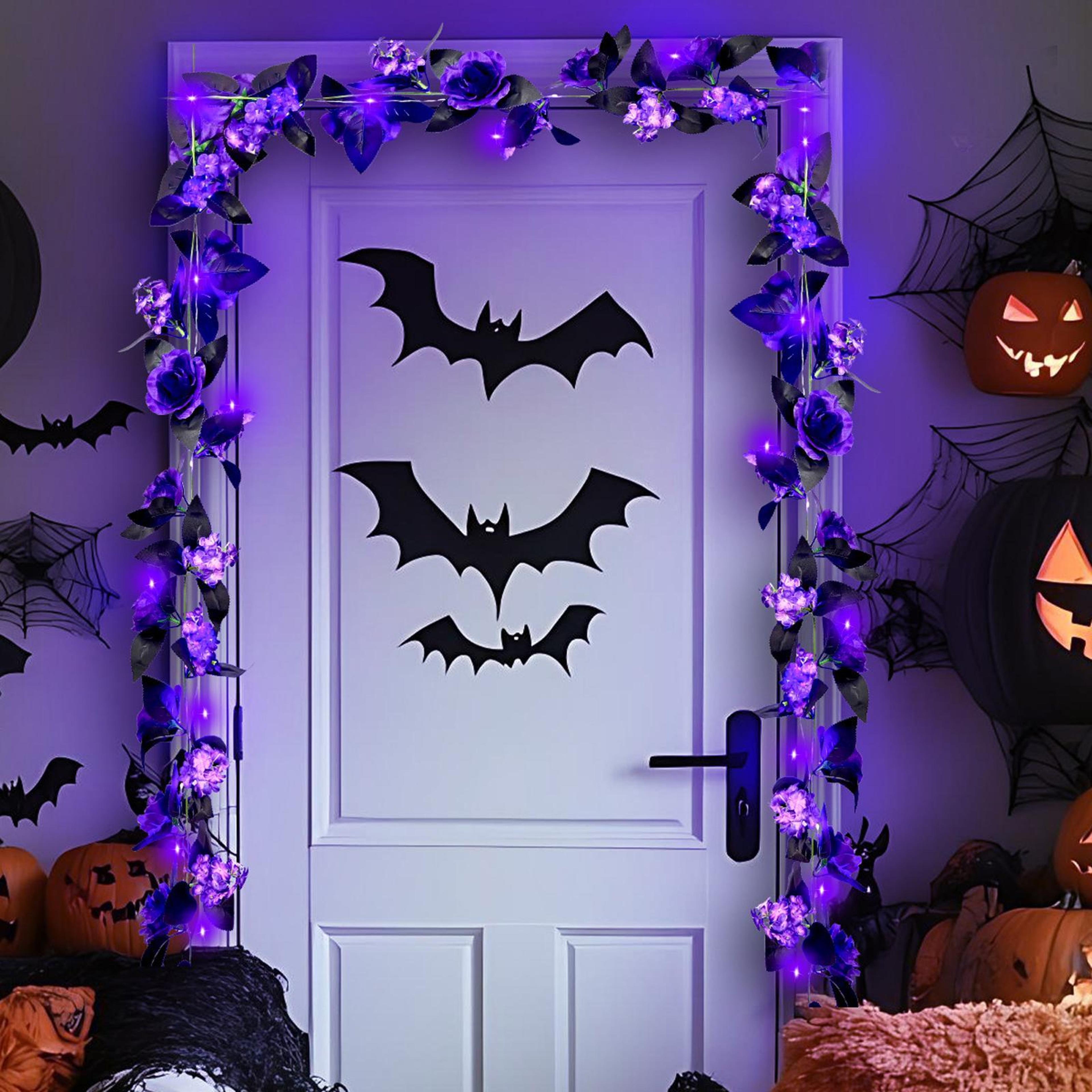 Halloween Light Up Artificial Rose Garland With Flexible Winding Vine 4