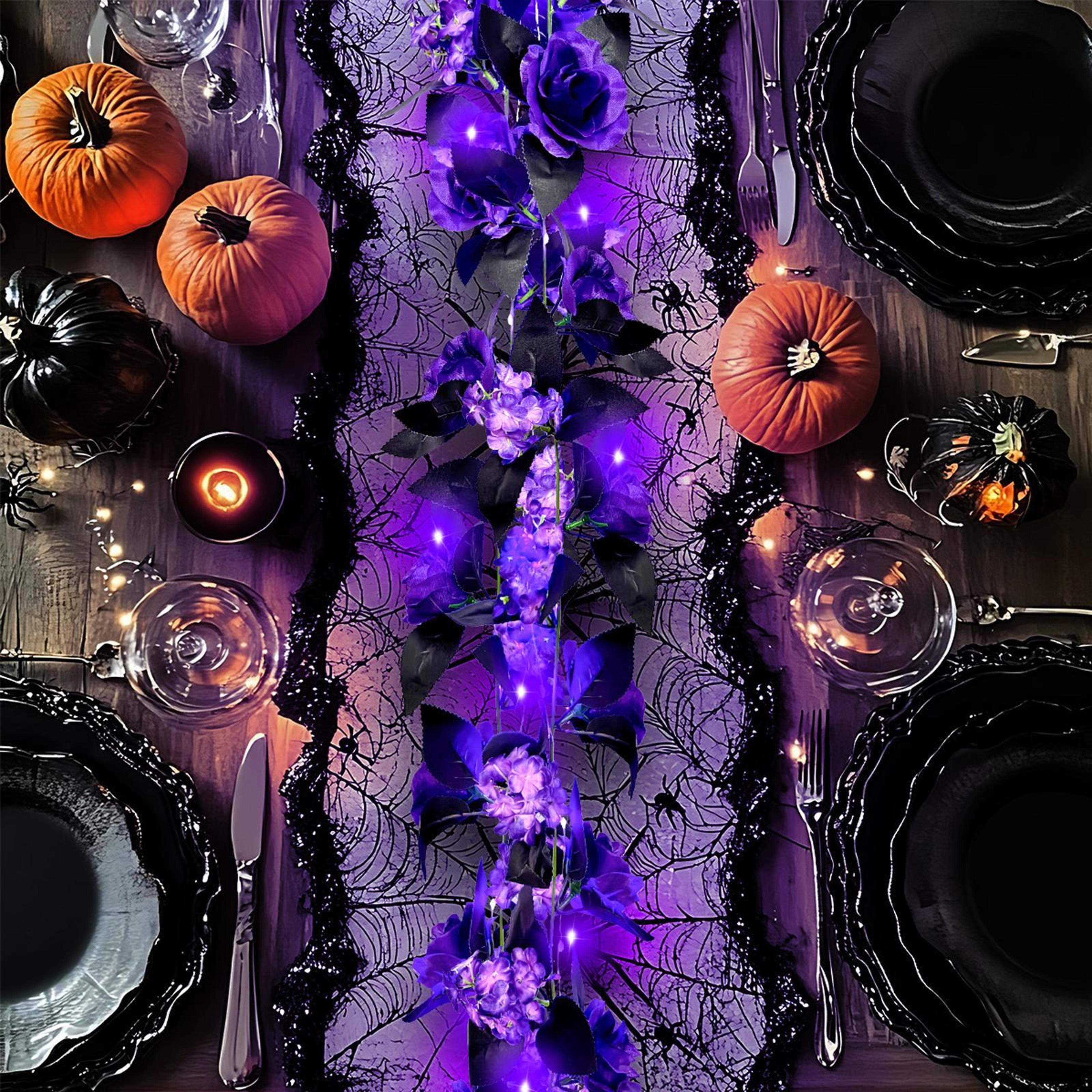Halloween Light Up Artificial Rose Garland With Flexible Winding Vine 5