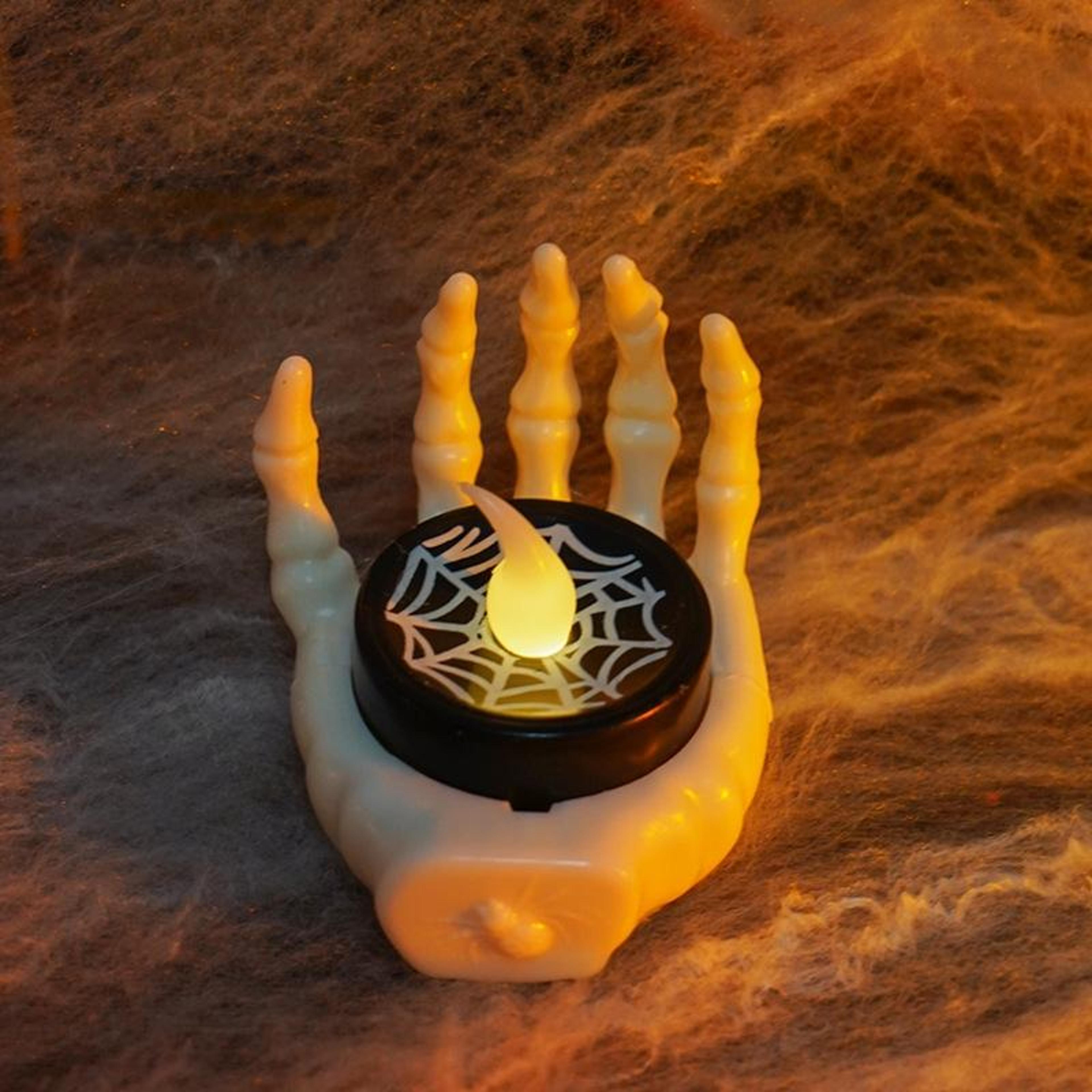 Halloween Skeleton Hand LED Candle Light With Yellow Glow 6