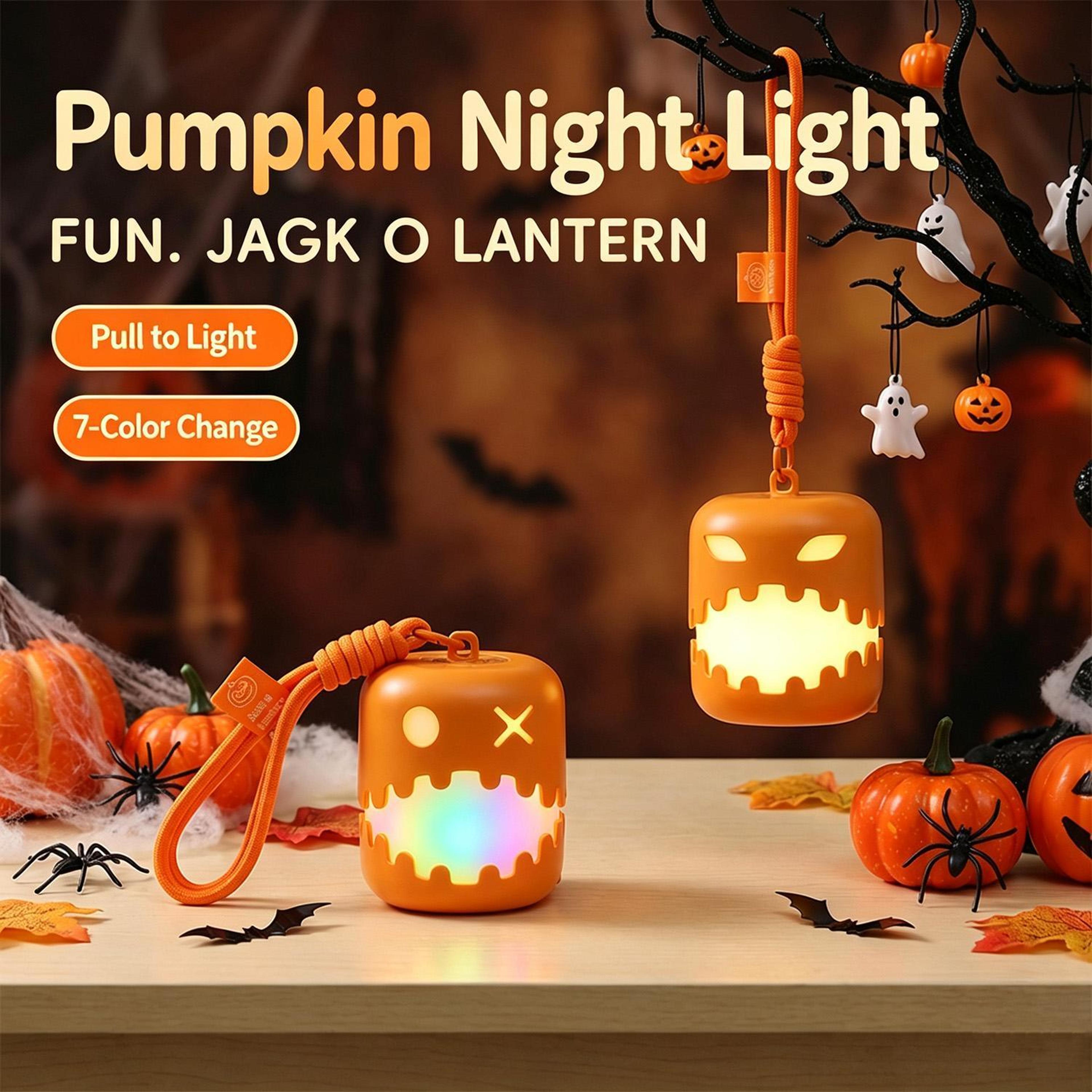 Rechargeable Pumpkin Night Light With Pull String And RGB Color Changing LEDs 2