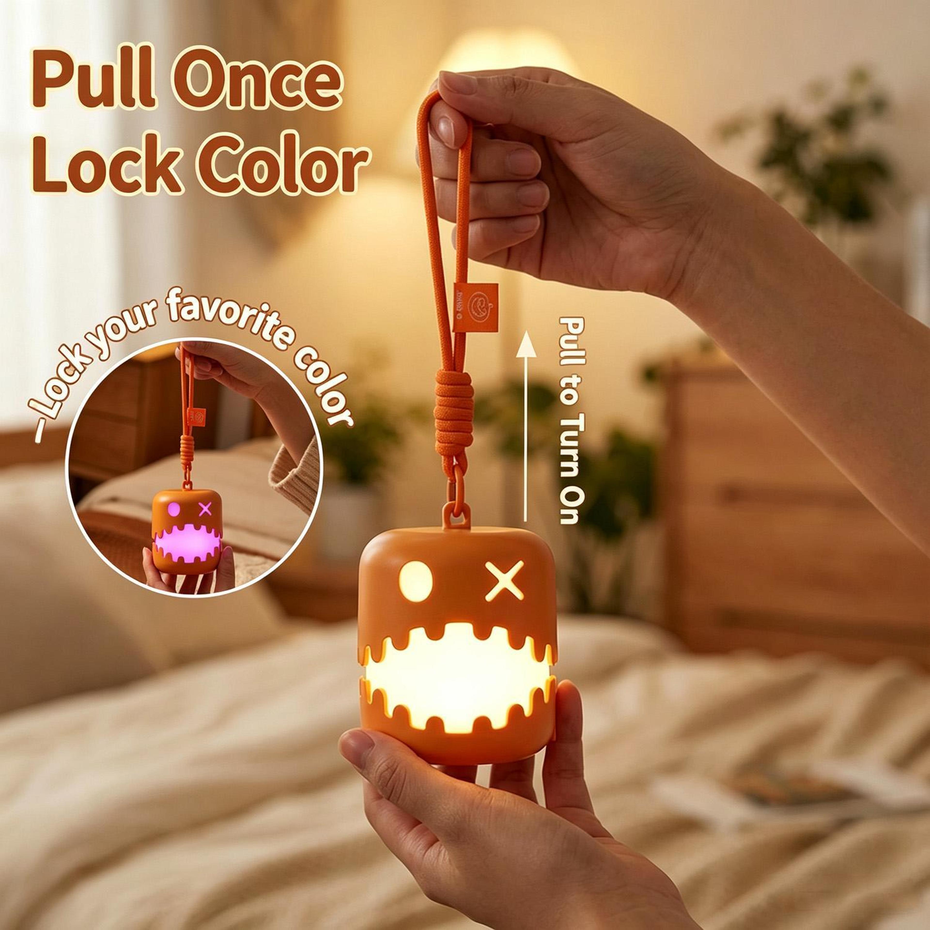 Rechargeable Pumpkin Night Light With Pull String And RGB Color Changing LEDs 3