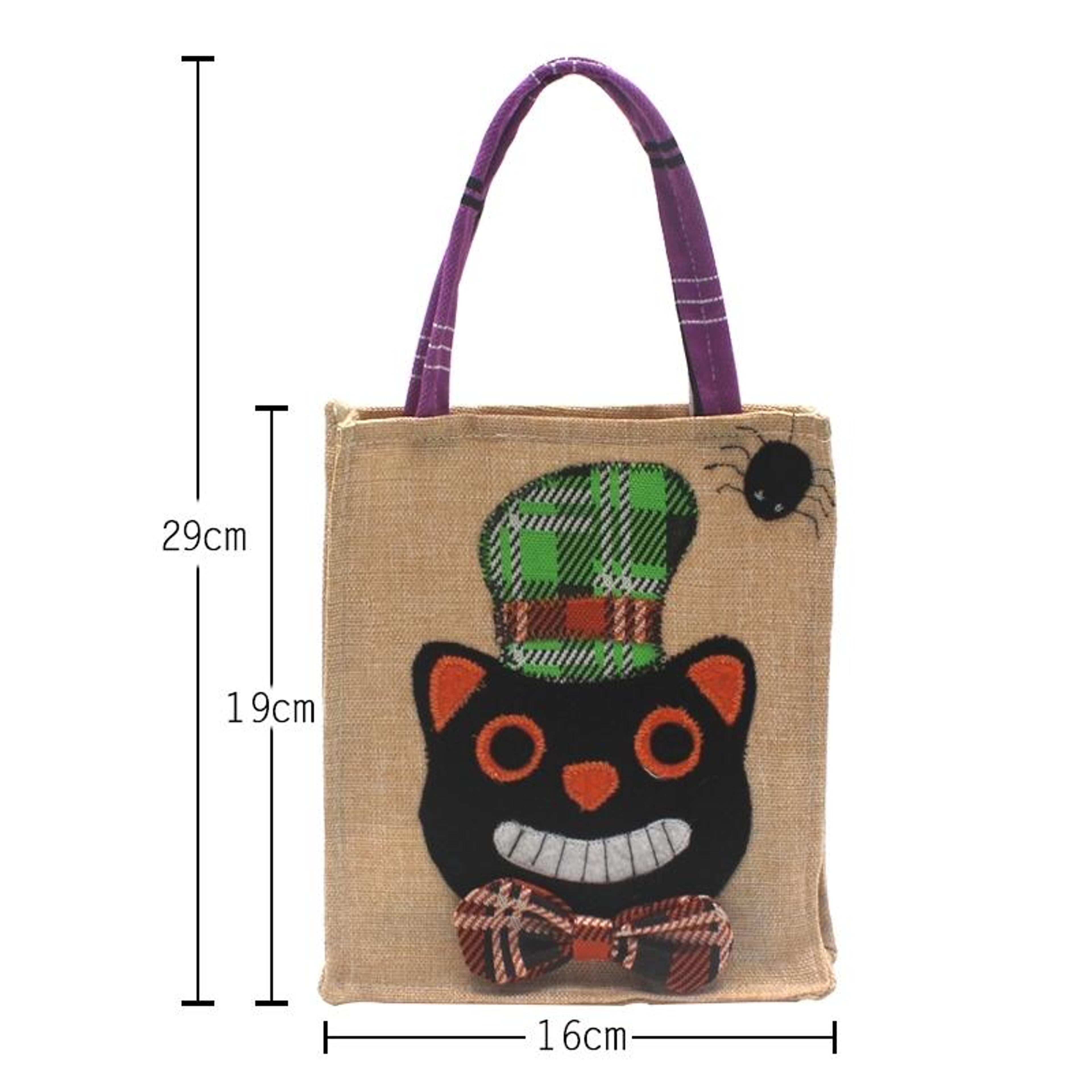 Halloween Gift Tote Bag With Decorative Plaid Fabric Design 4