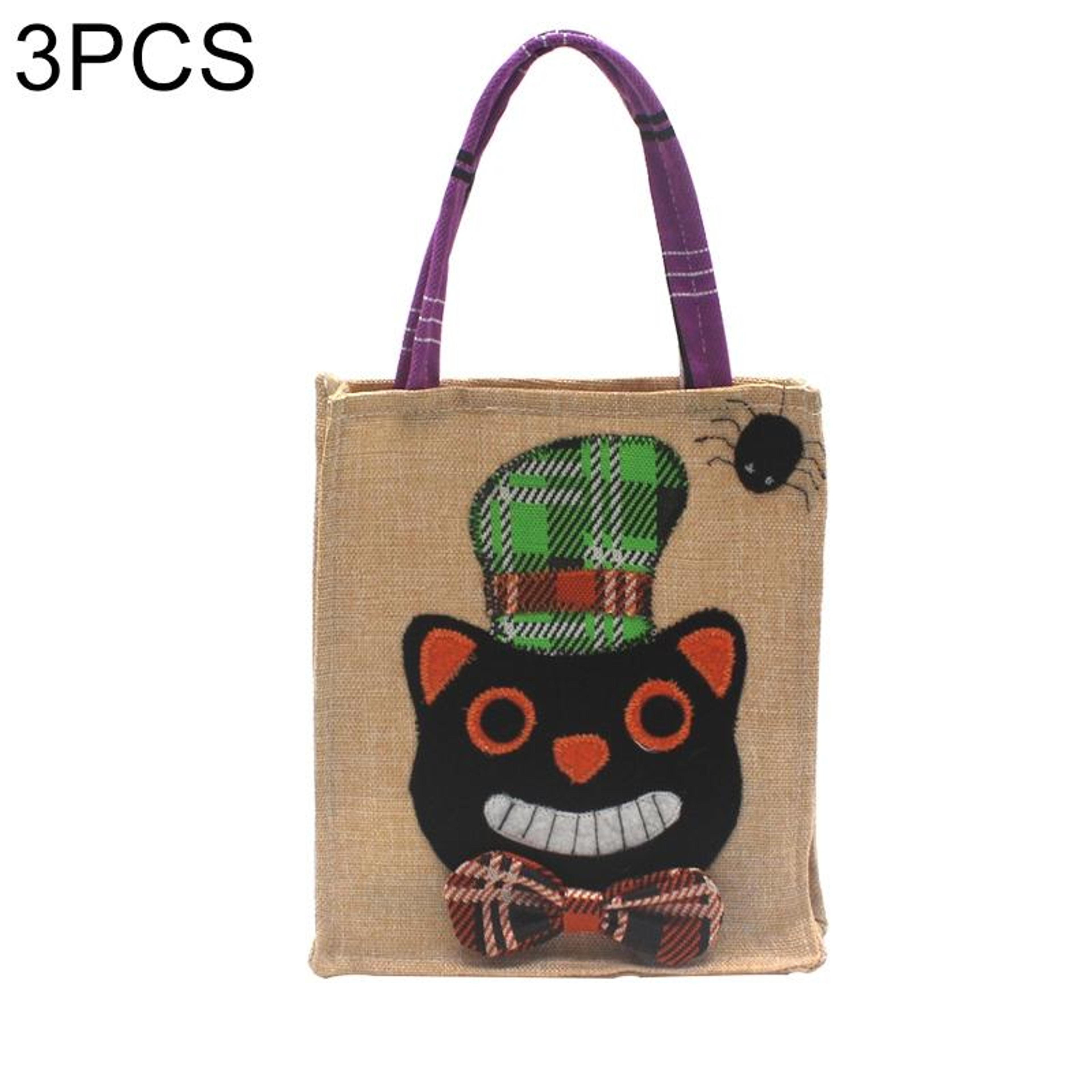 Halloween Gift Tote Bag With Decorative Plaid Fabric Design 6