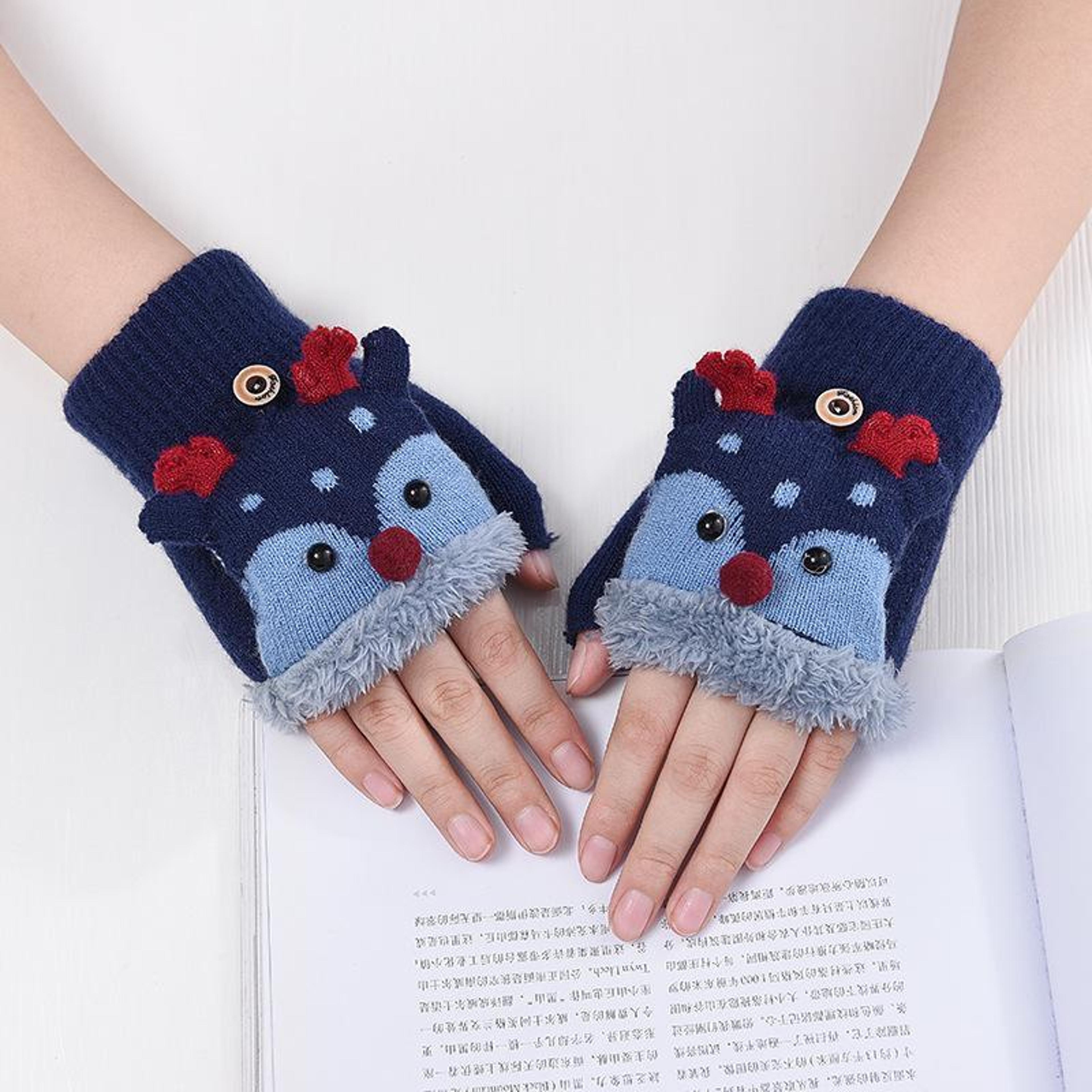 Kids Reindeer FlipTop Winter Gloves With Fleece Lining 8