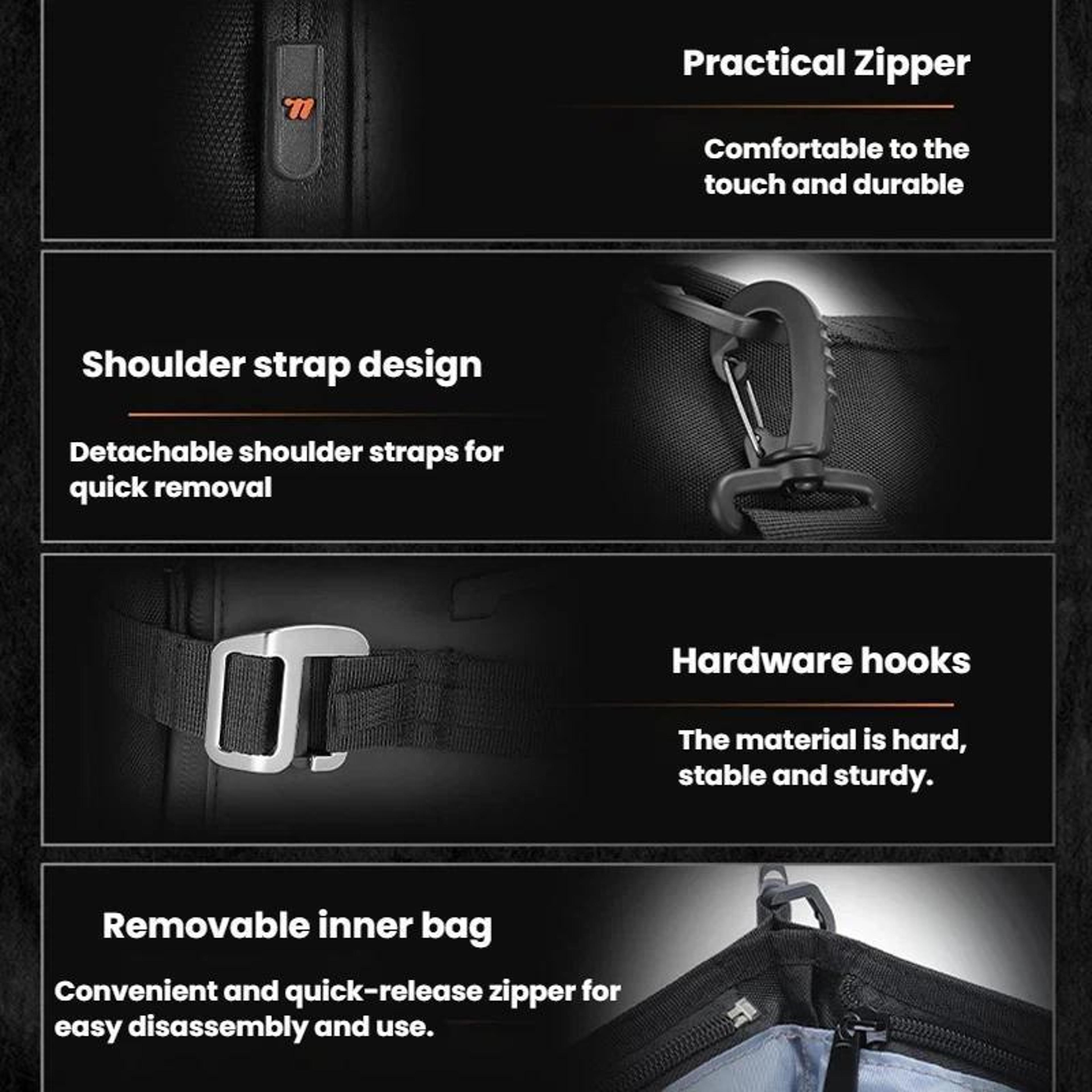 Motorcycle Rear Seat Bag With Modular Storage And Removable Shoulder Straps 3