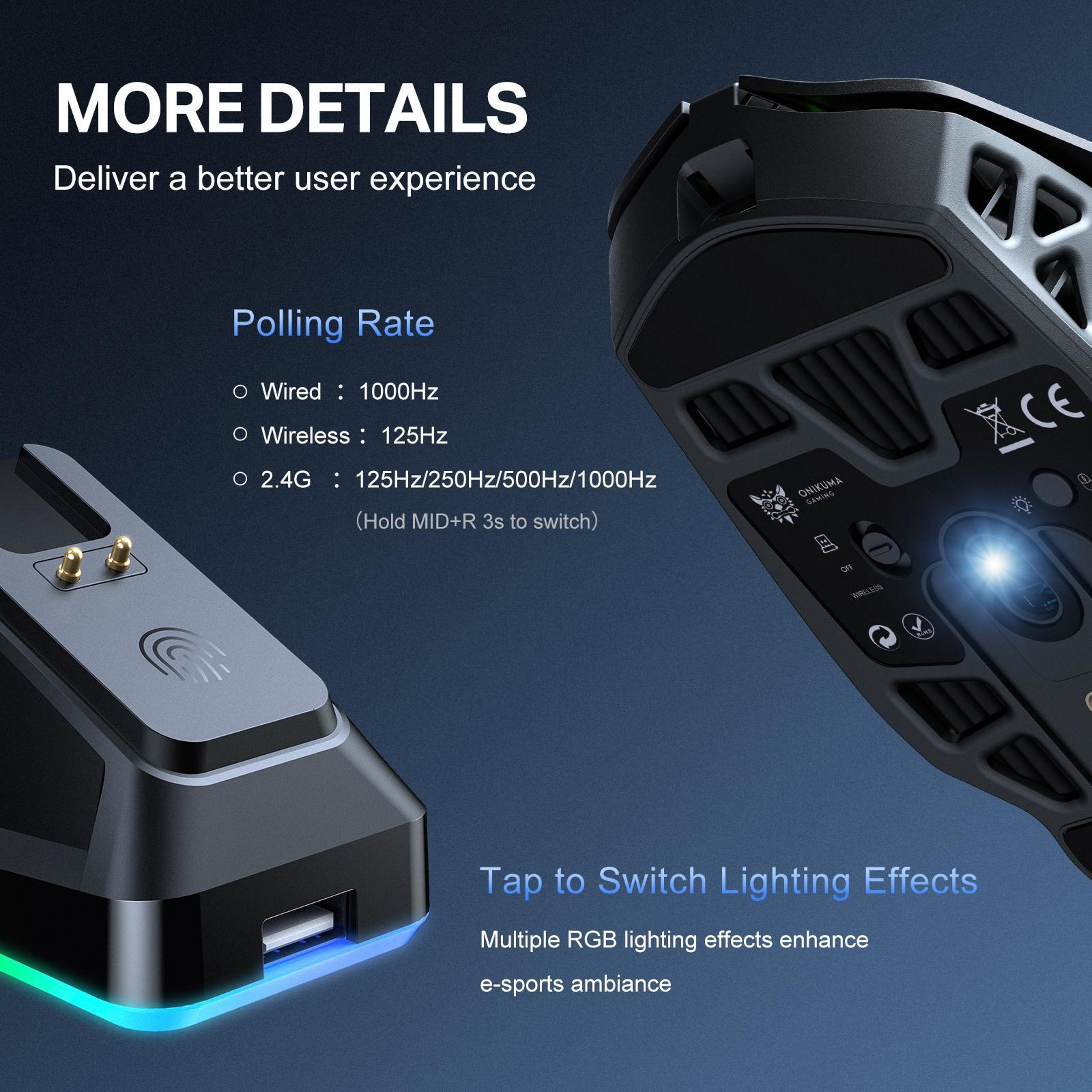 DM09 Lightweight Honeycomb Wireless Gaming Mouse With 12000 DPI And RGB Lighting 8
