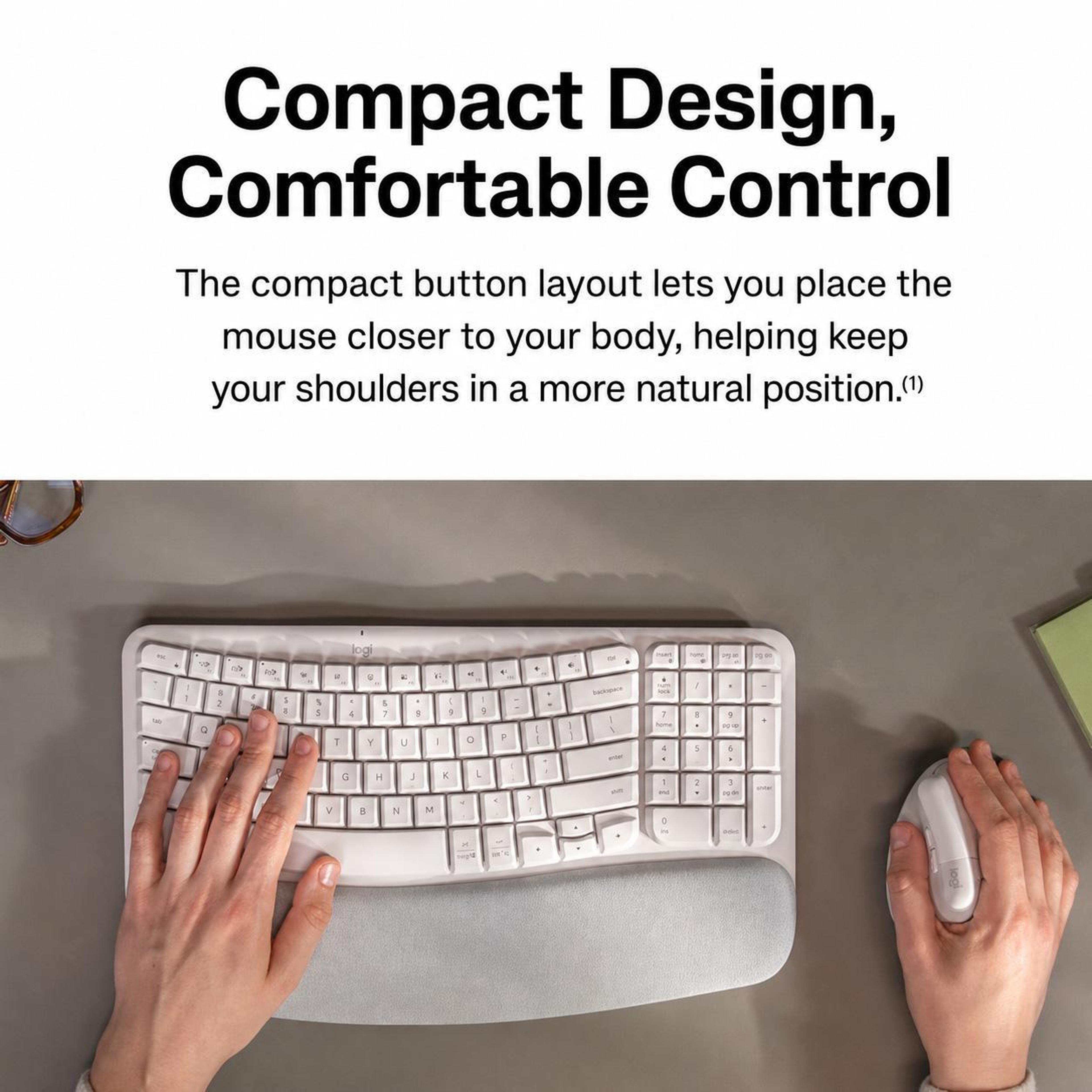 Wireless Ergonomic Keyboard And Mouse Set With Cushioned Palm Rest 1