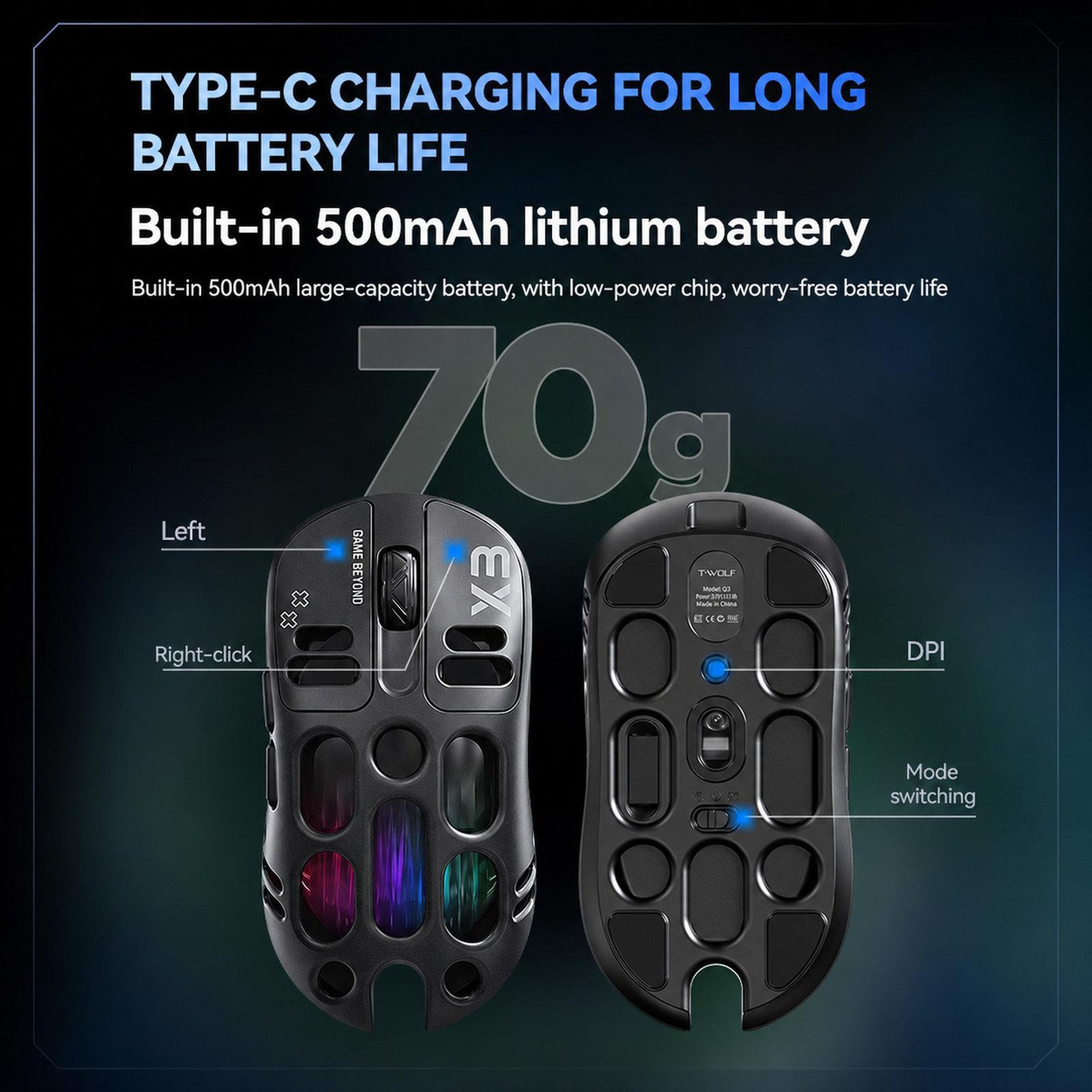 X3 TriMode Wireless Gaming Mouse With 8000 DPI And Lightweight Honeycomb Design 10