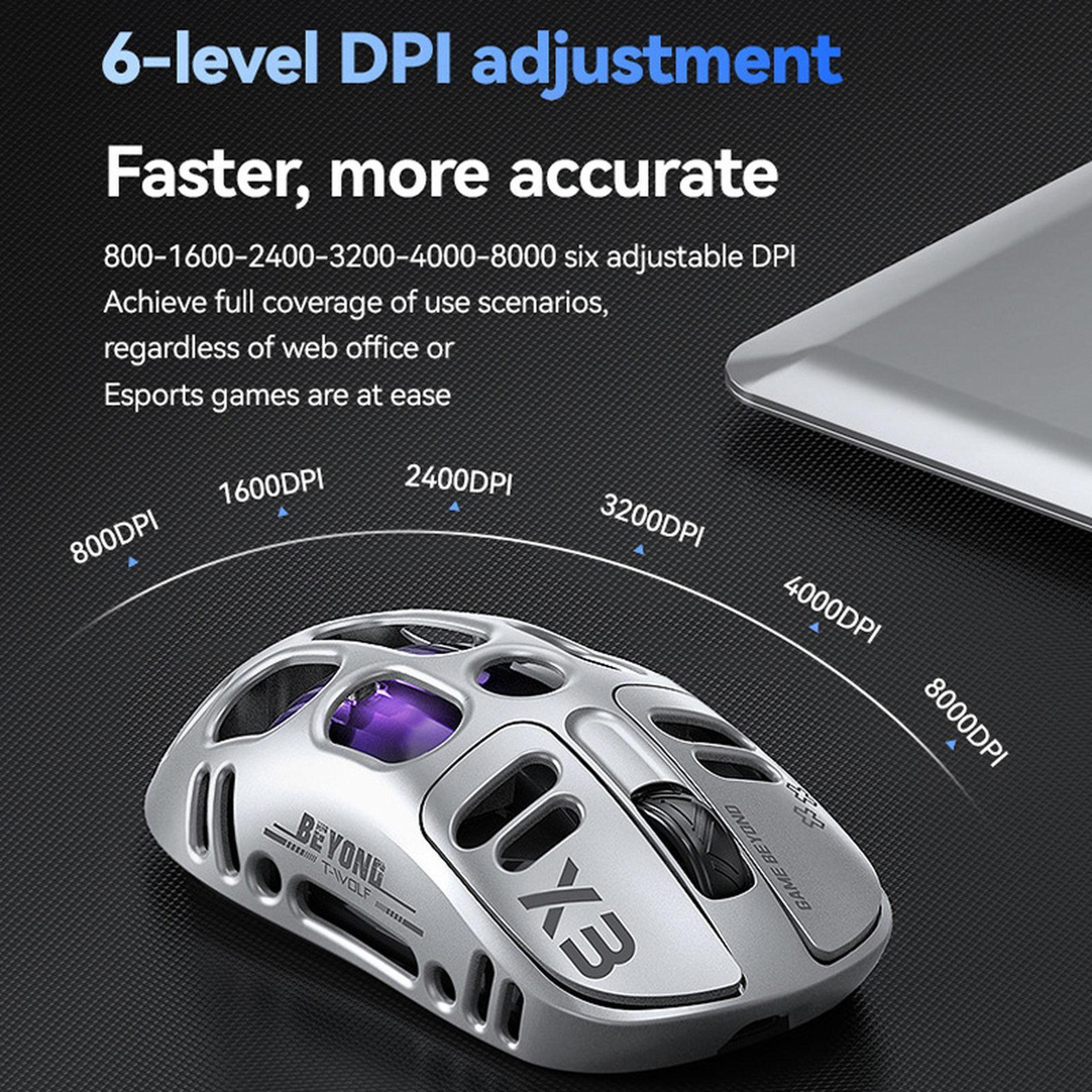 X3 TriMode Wireless Gaming Mouse With 8000 DPI And Lightweight Honeycomb Design 6