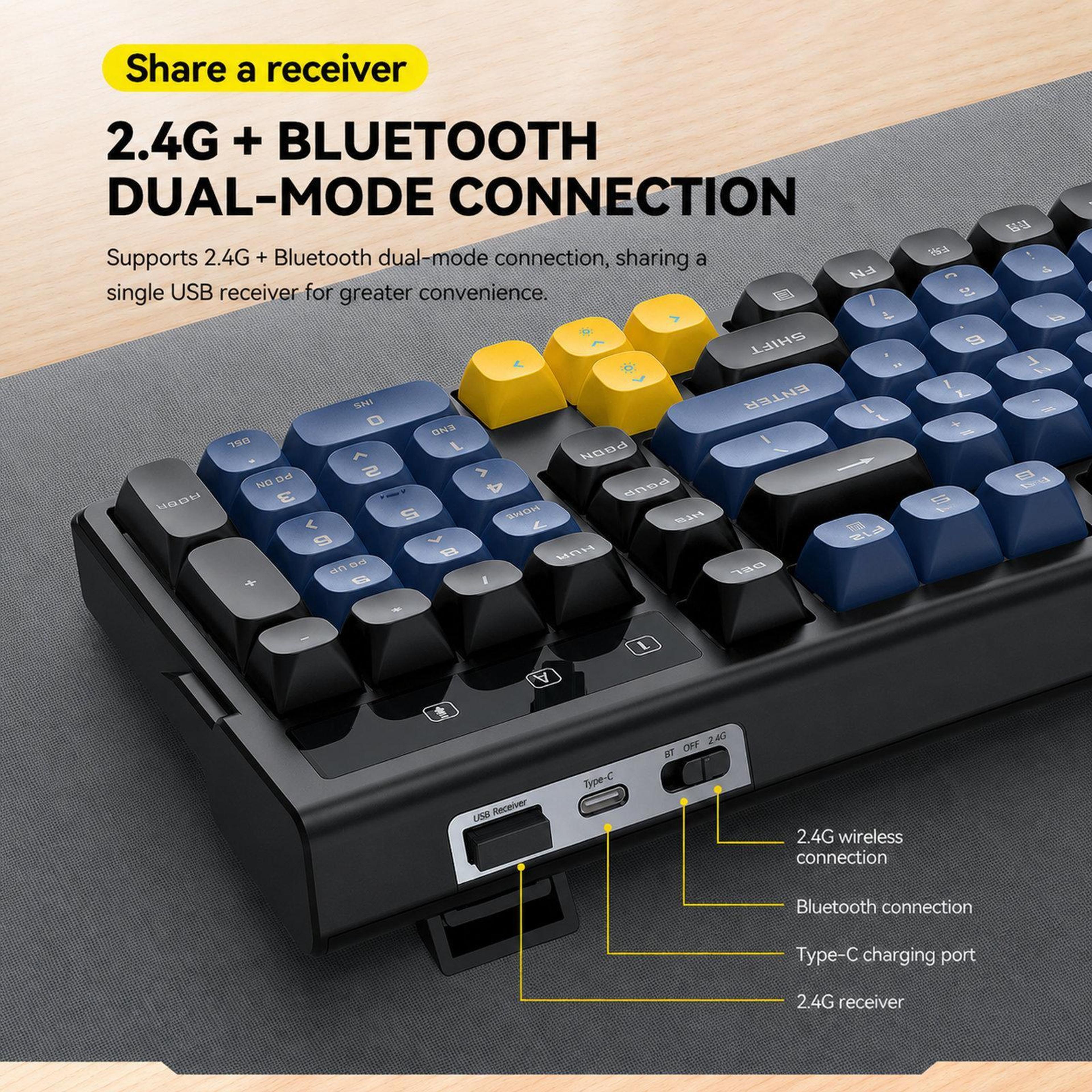 Rechargeable Wireless Keyboard And Mouse Combo With Bluetooth And Backlit 98Key Design 5