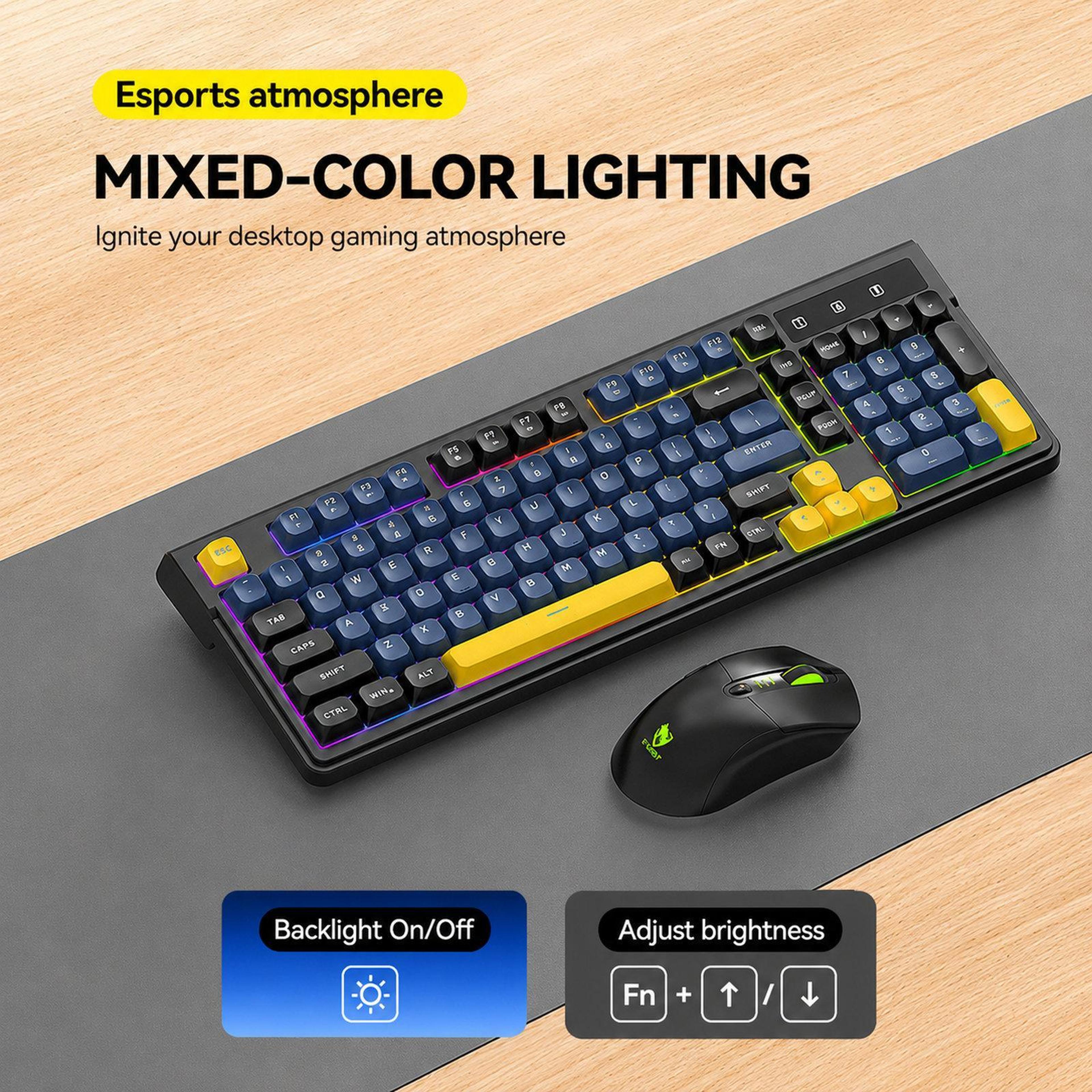 Rechargeable Wireless Keyboard And Mouse Combo With Bluetooth And Backlit 98Key Design 6