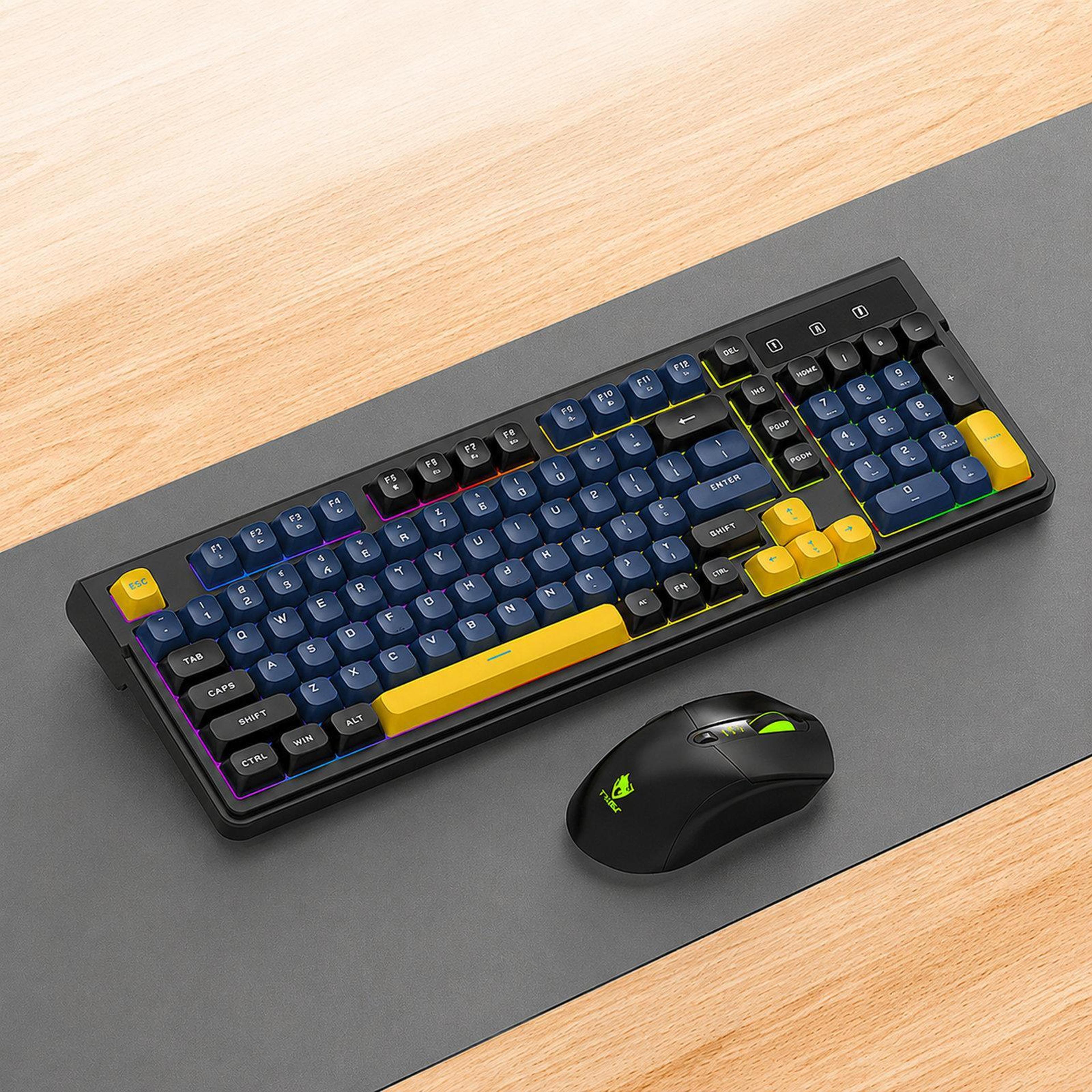 Rechargeable Wireless Keyboard And Mouse Combo With Bluetooth And Backlit 98Key Design 16
