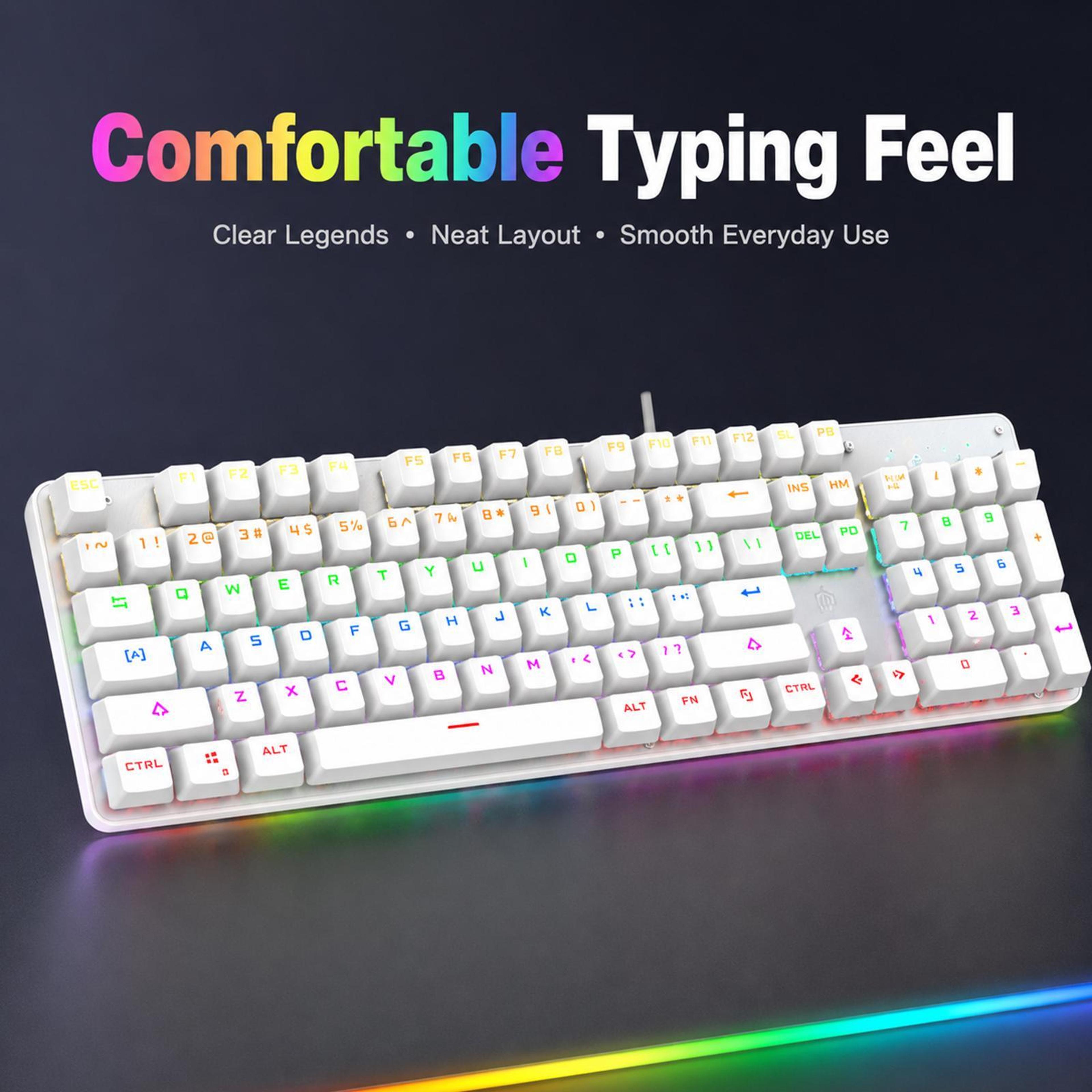 RGB Backlit Mechanical USB Wired Keyboard With 104 Keys 5