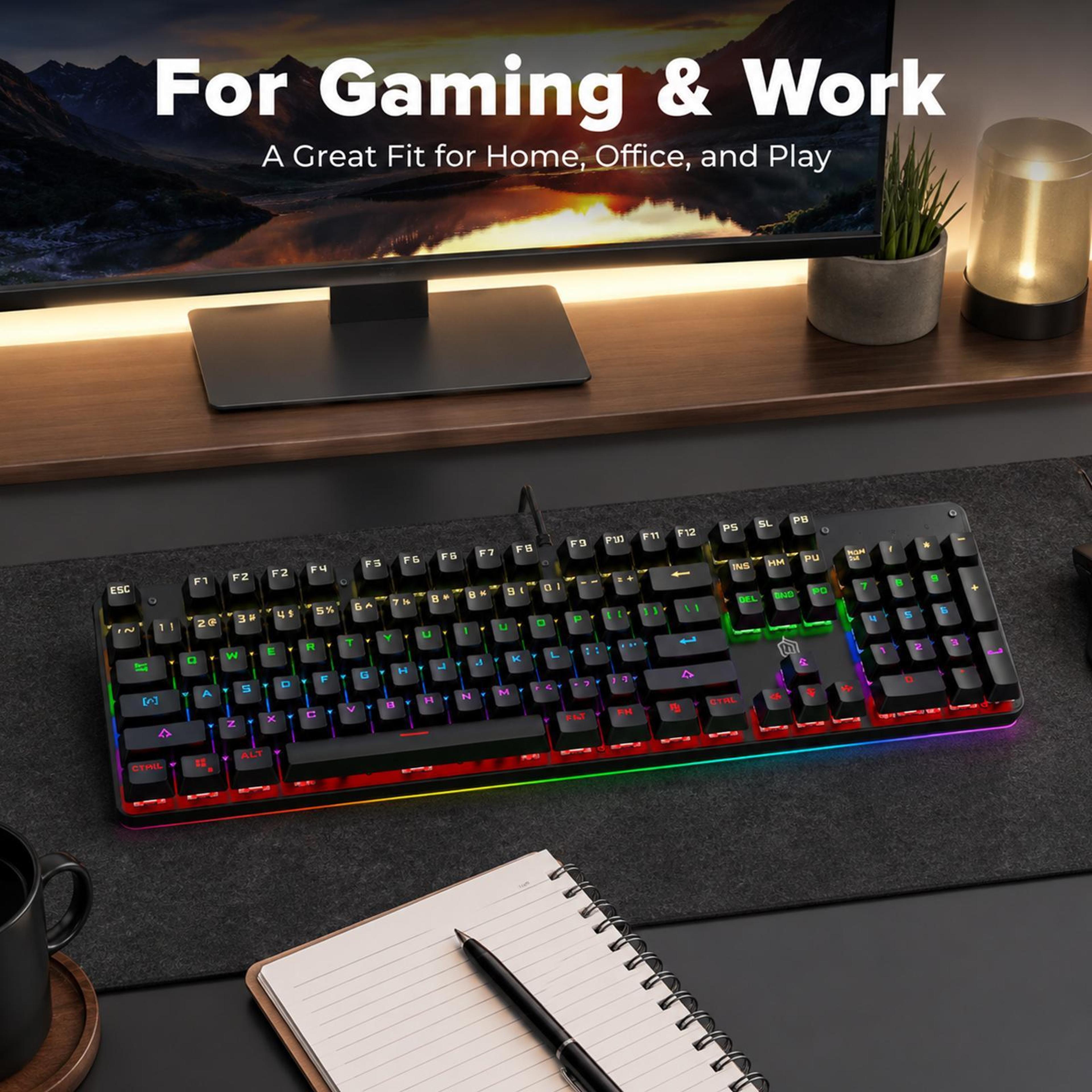 RGB Backlit Mechanical USB Wired Keyboard With 104 Keys 6