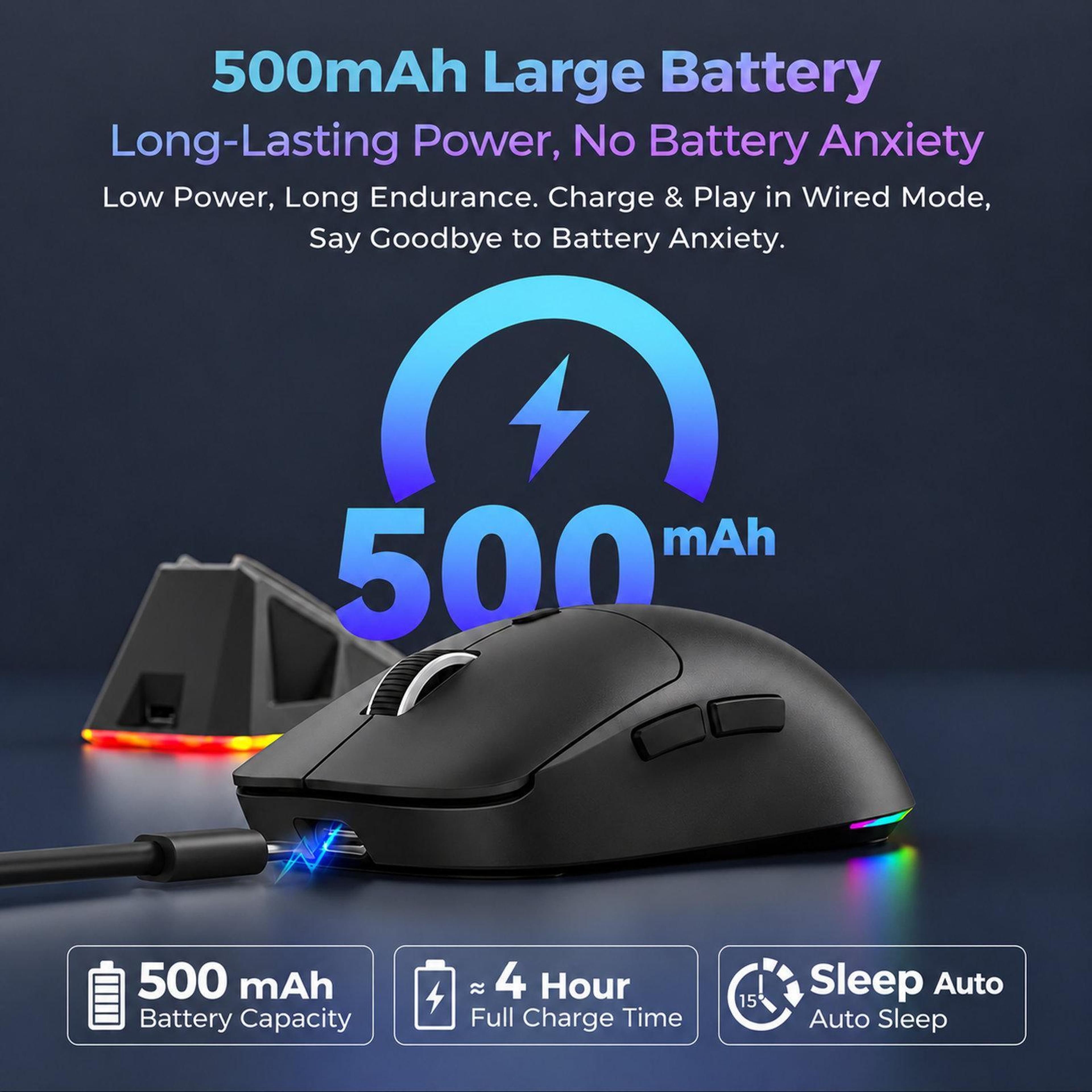 G207 TriMode Wireless Gaming Mouse With Magnetic Charging Dock And RGB Lighting 6