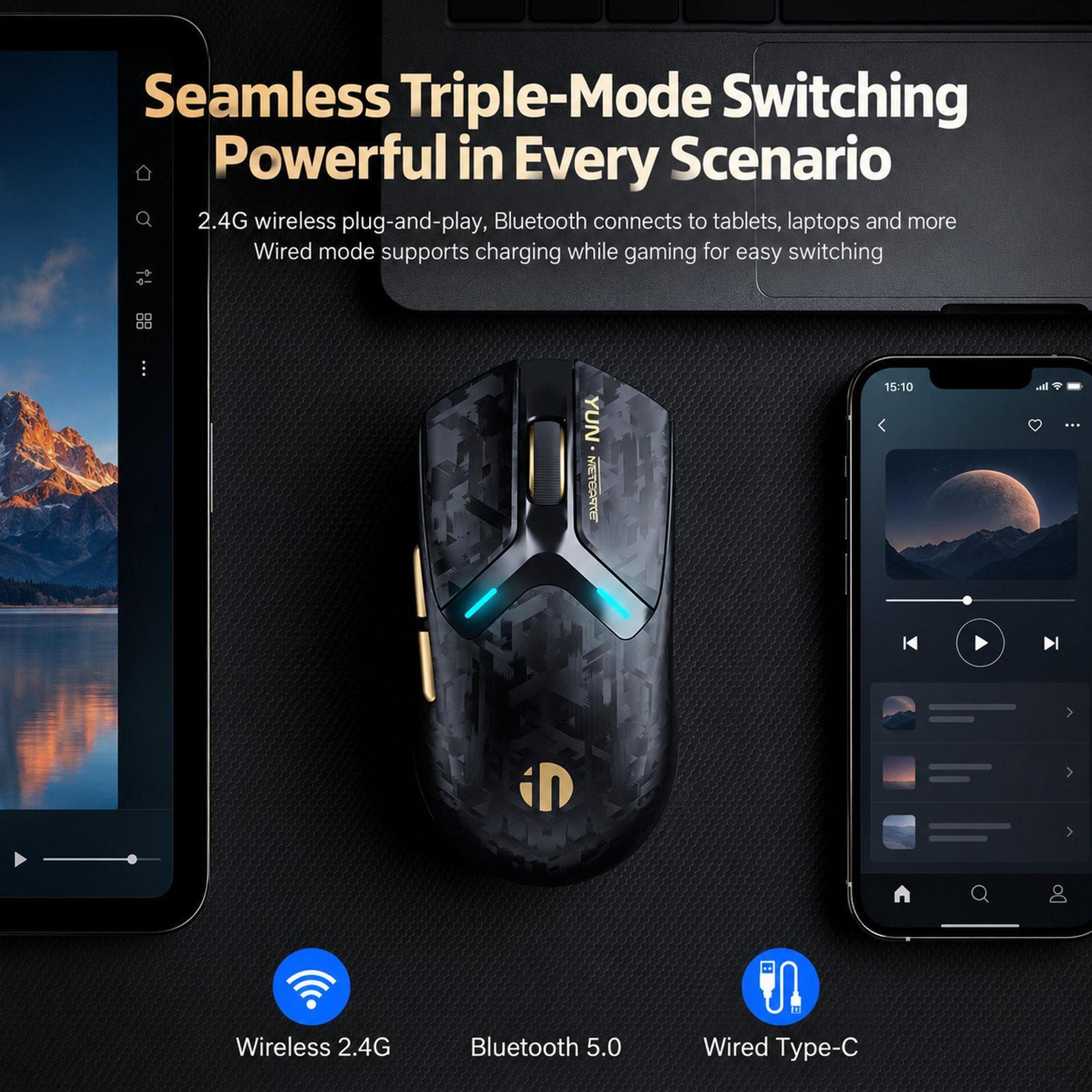 Lightweight Wireless Gaming Mouse With TriMode Connectivity And 25000 DPI 6
