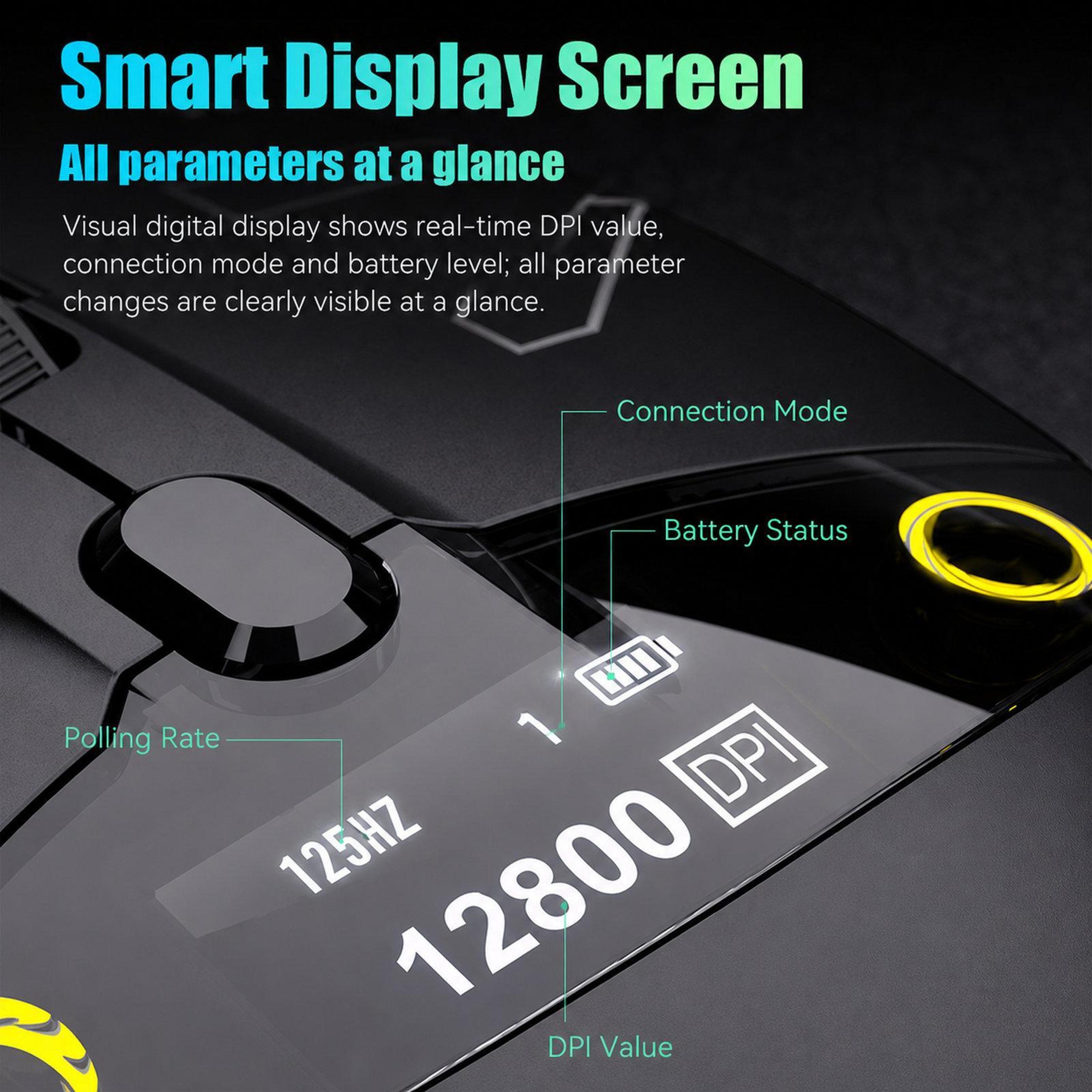 TriMode Wireless Gaming Mouse With Smart Display And 12800 DPI 7