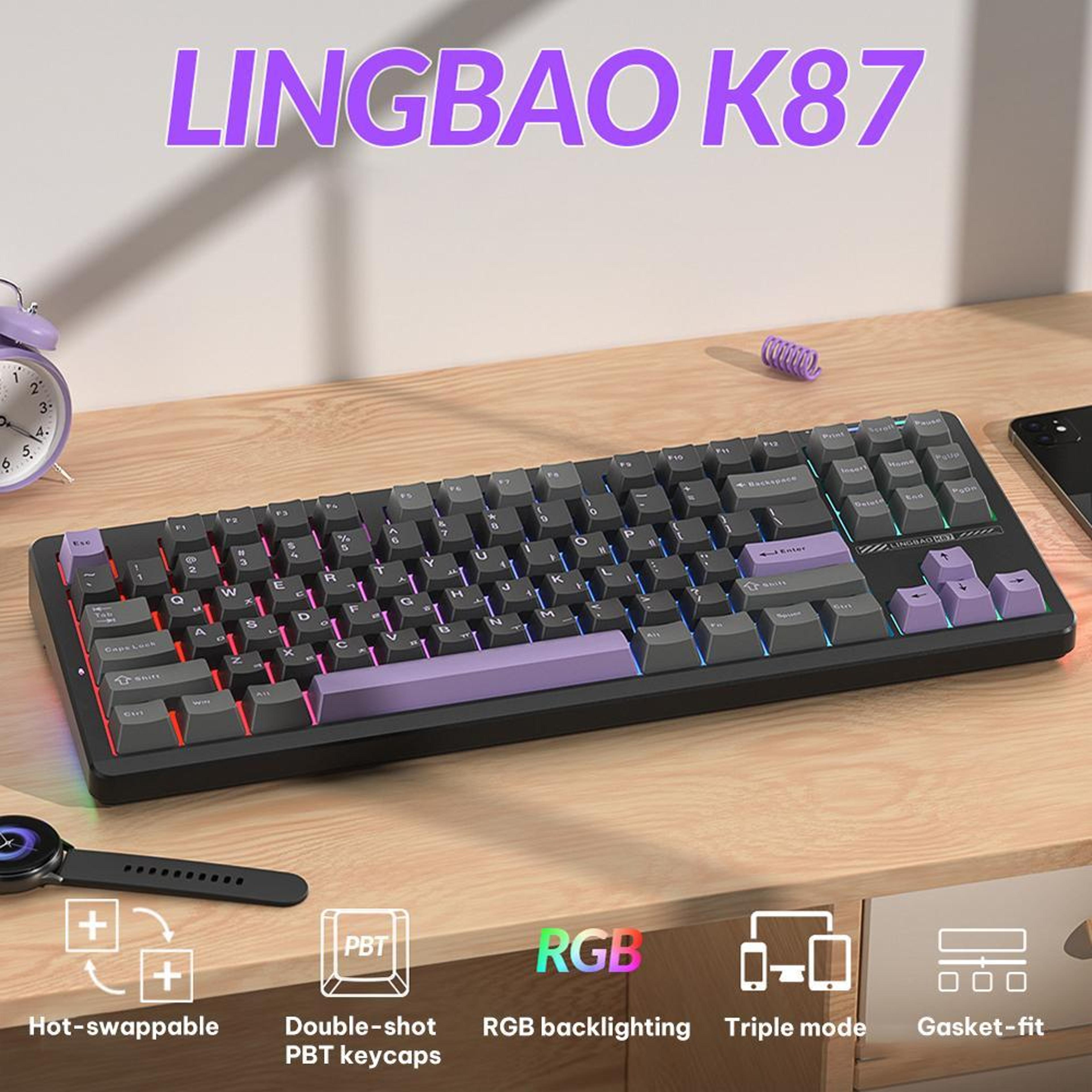 K87 TriMode Wireless Mechanical Gaming Keyboard With HotSwappable Switches 2