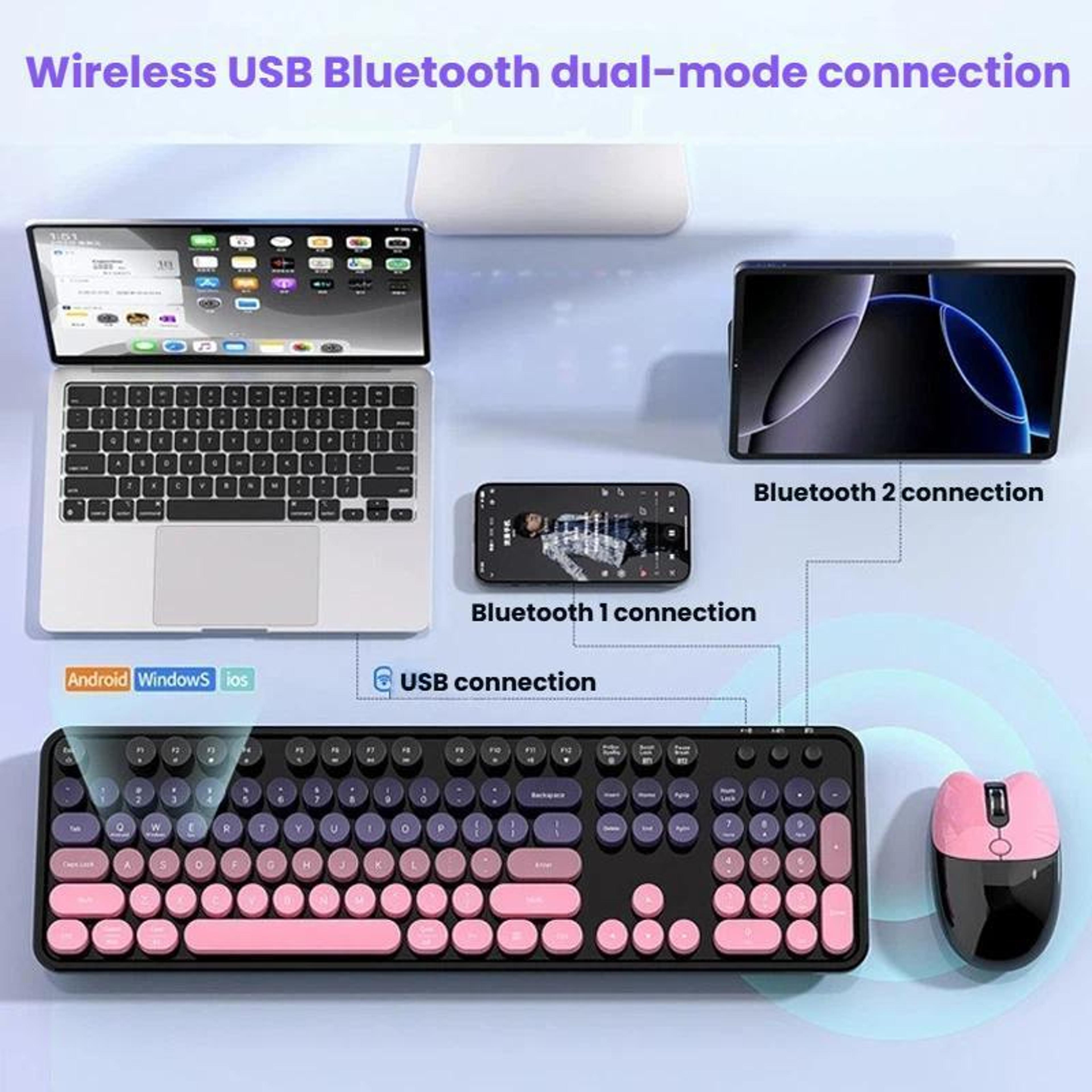 Wireless Keyboard And Mouse Set With Bluetooth 24GHz Connectivity And Rechargeable Battery 2