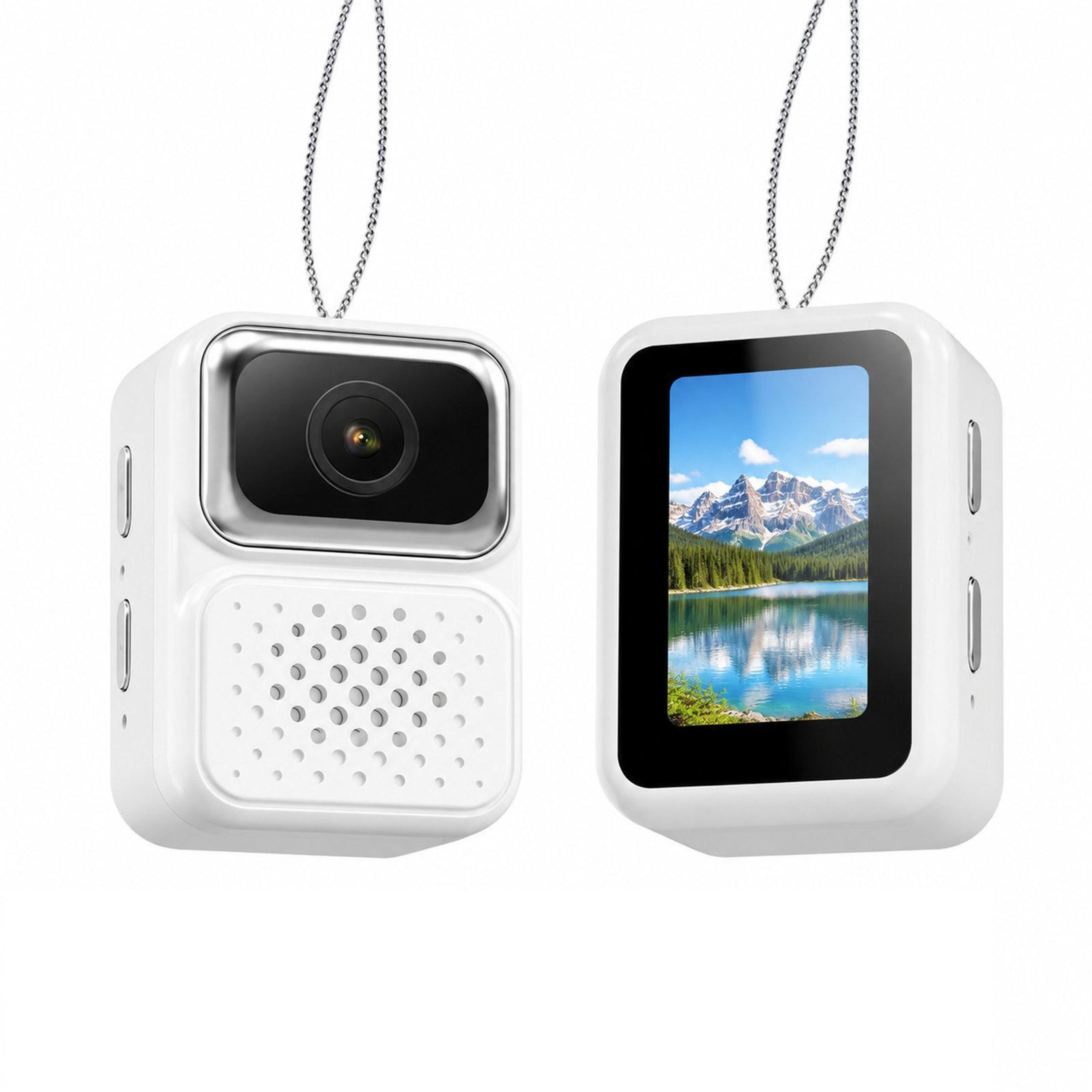 mini wearable body camera necklace with 480p video and digital display