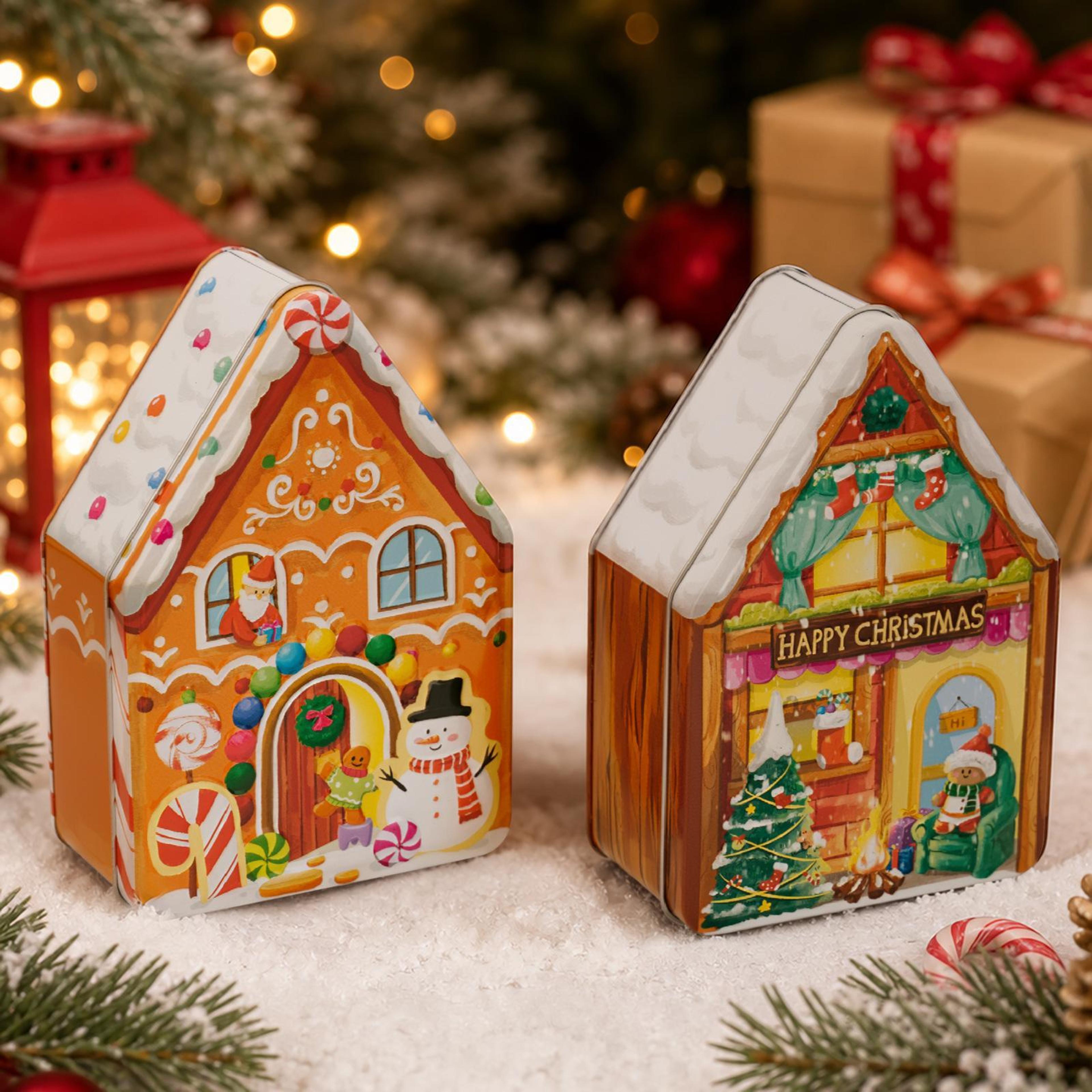 christmas gingerbread house tin storage box for cookies candy and gifts
