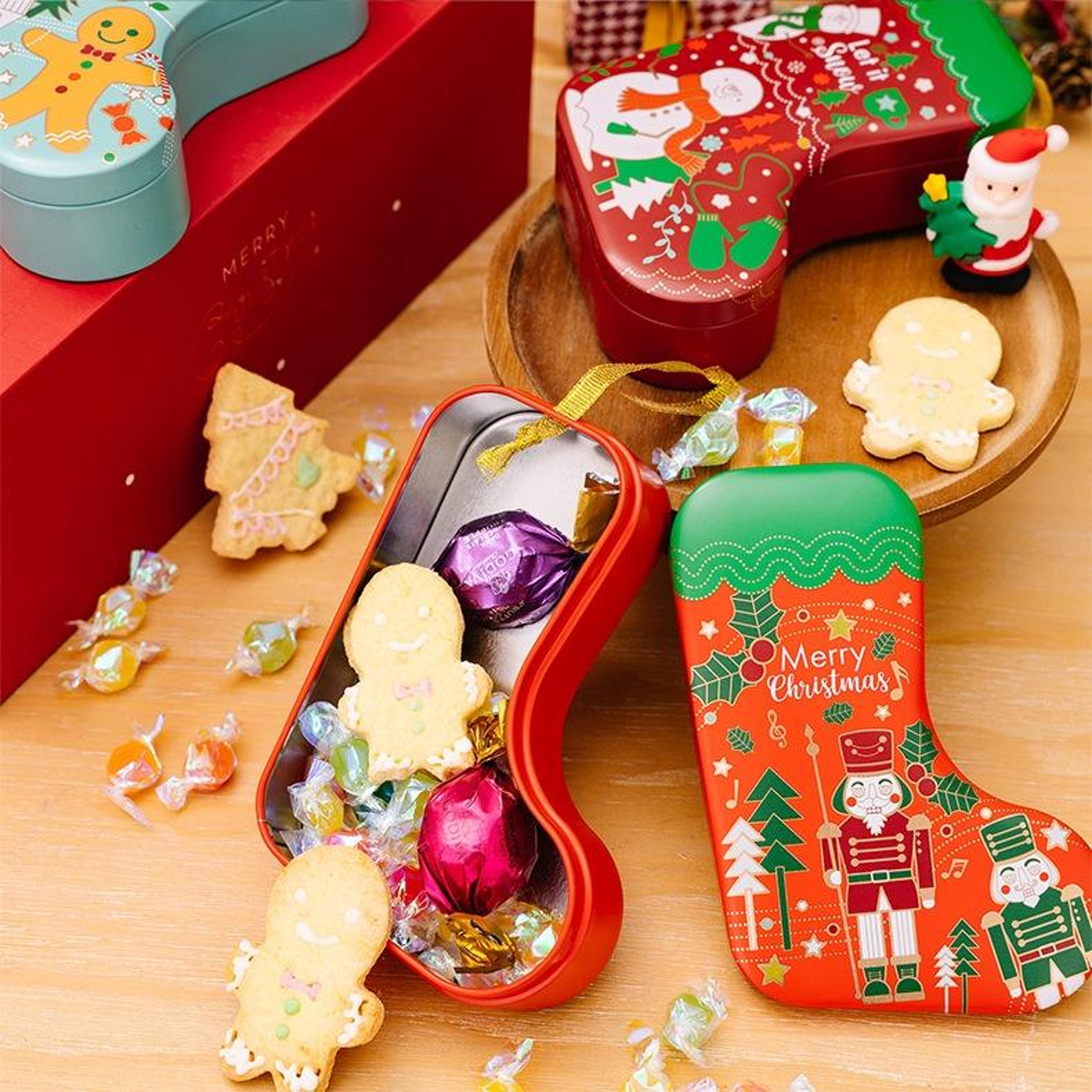 Christmas Stocking Shaped Tinplate Gift Box Ornament 5