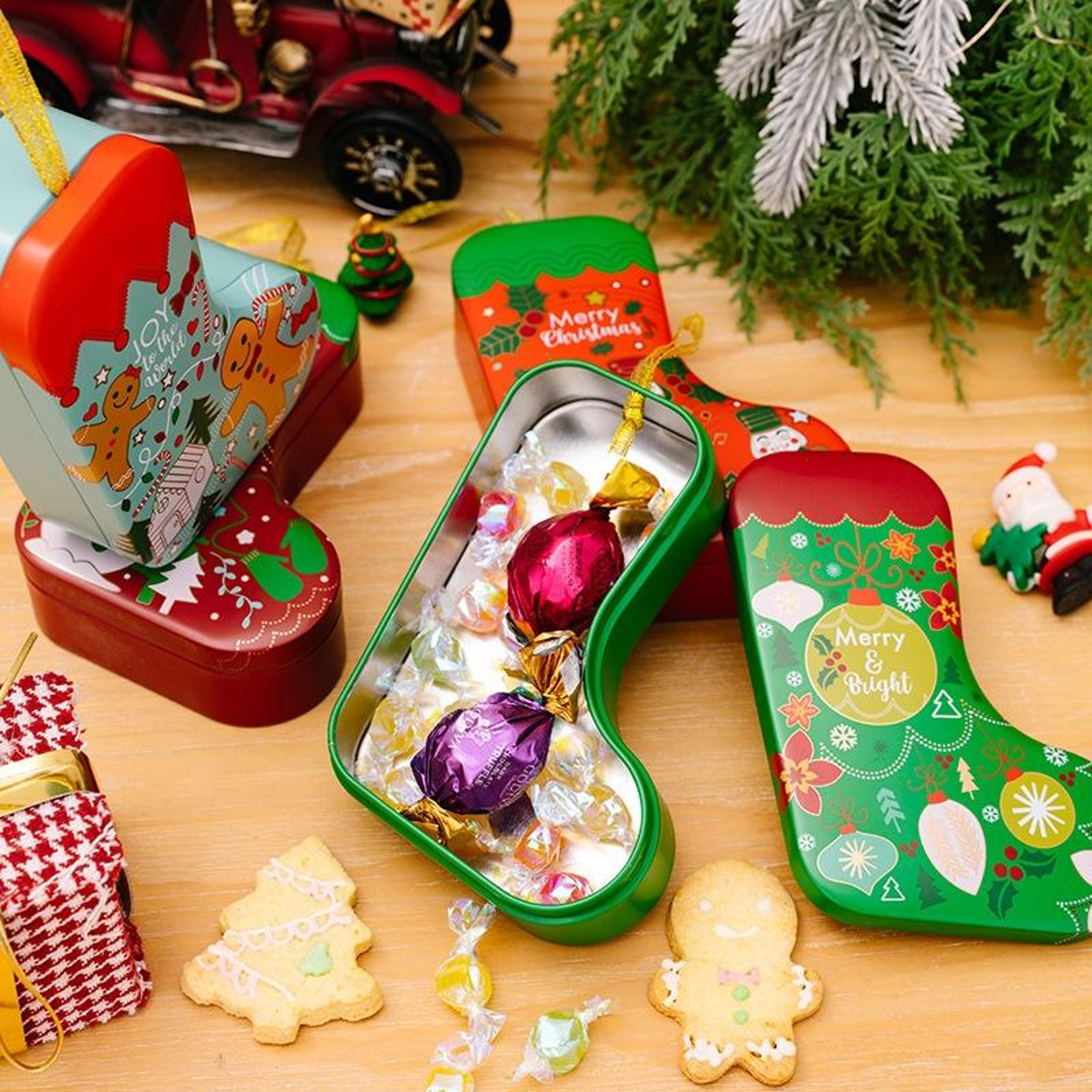 Christmas Stocking Shaped Tinplate Gift Box Ornament 6