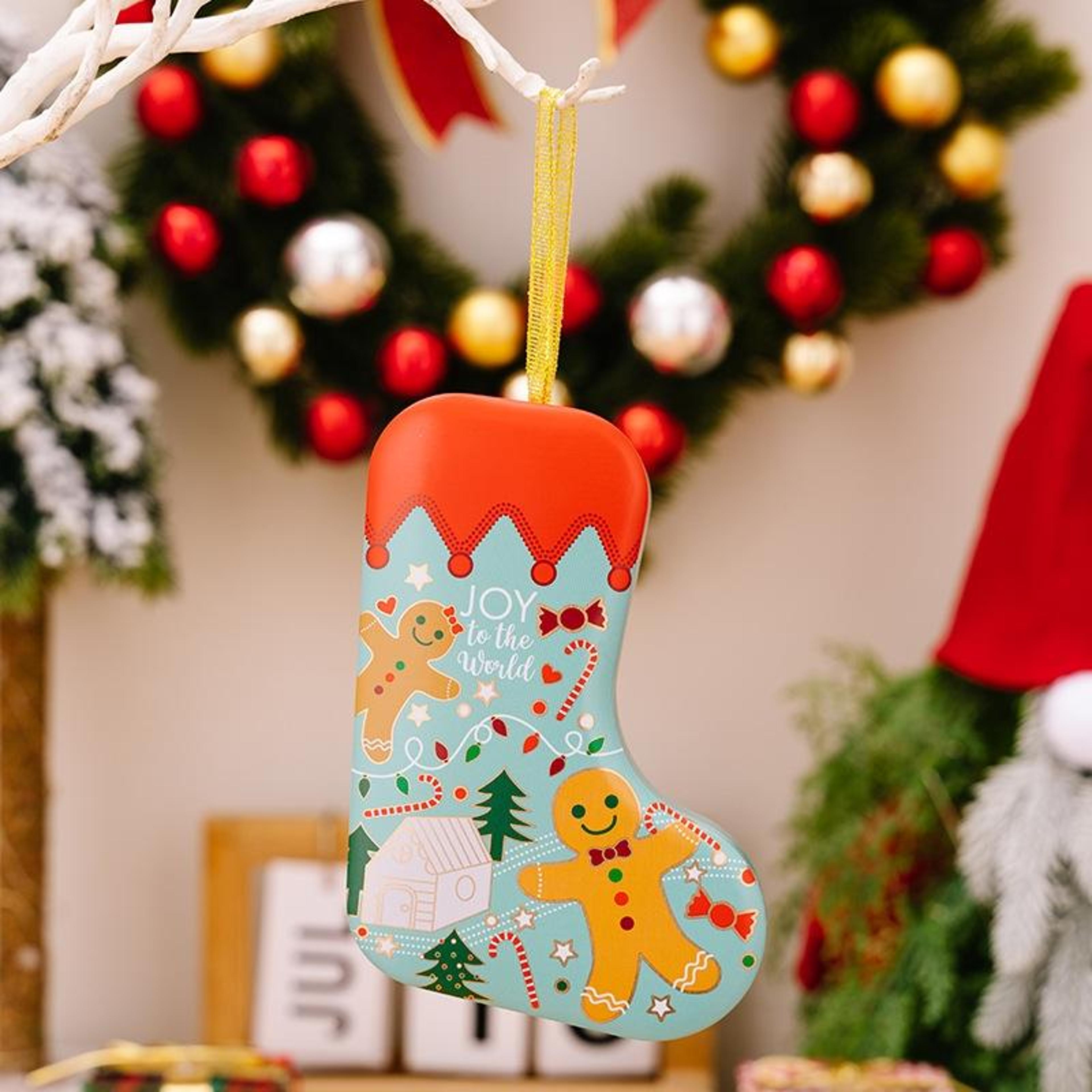 Christmas Stocking Shaped Tinplate Gift Box Ornament 9