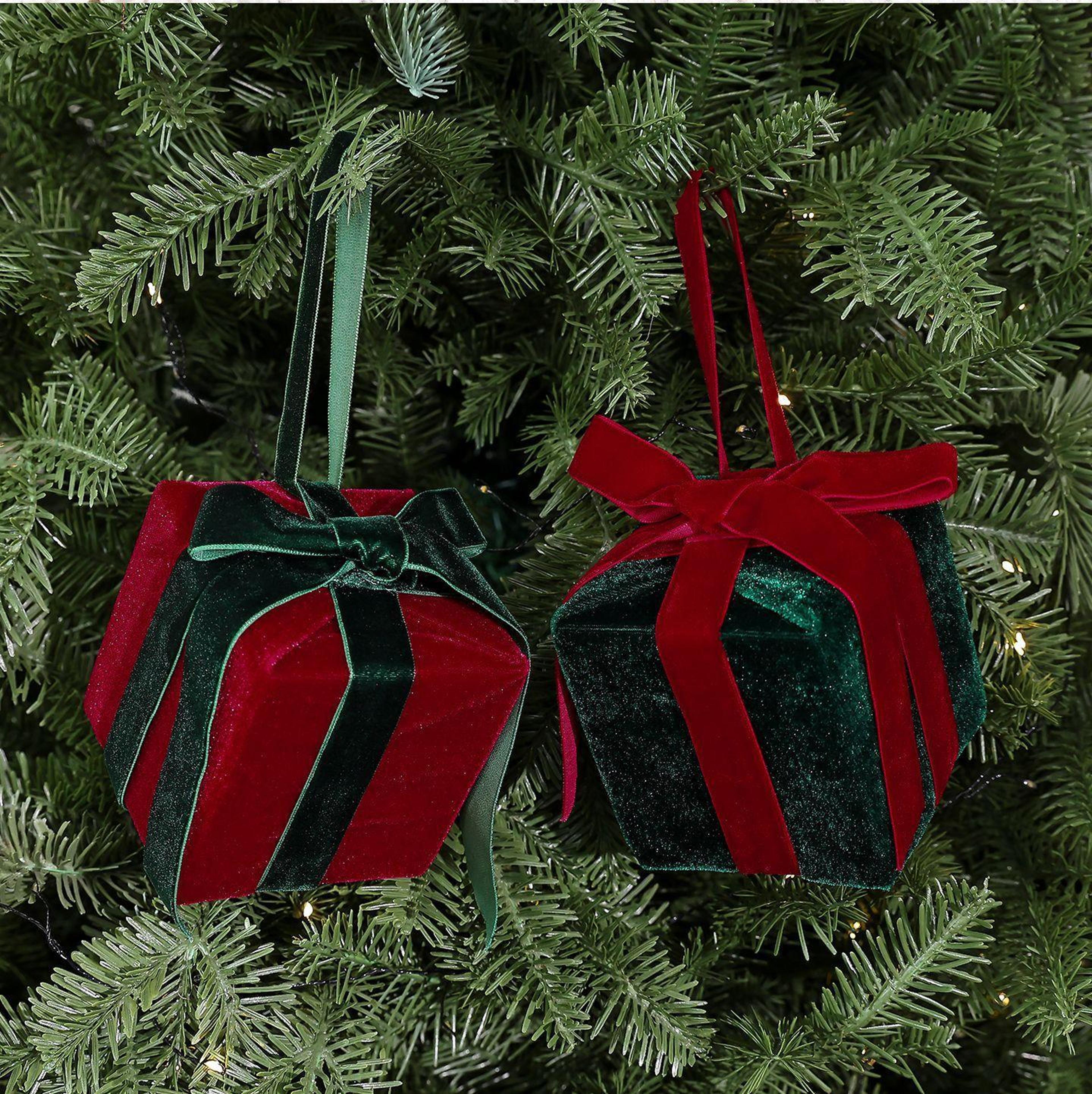 Velvet Christmas Gift Box Ornaments 315 Inch Plush Tree Decorations 2