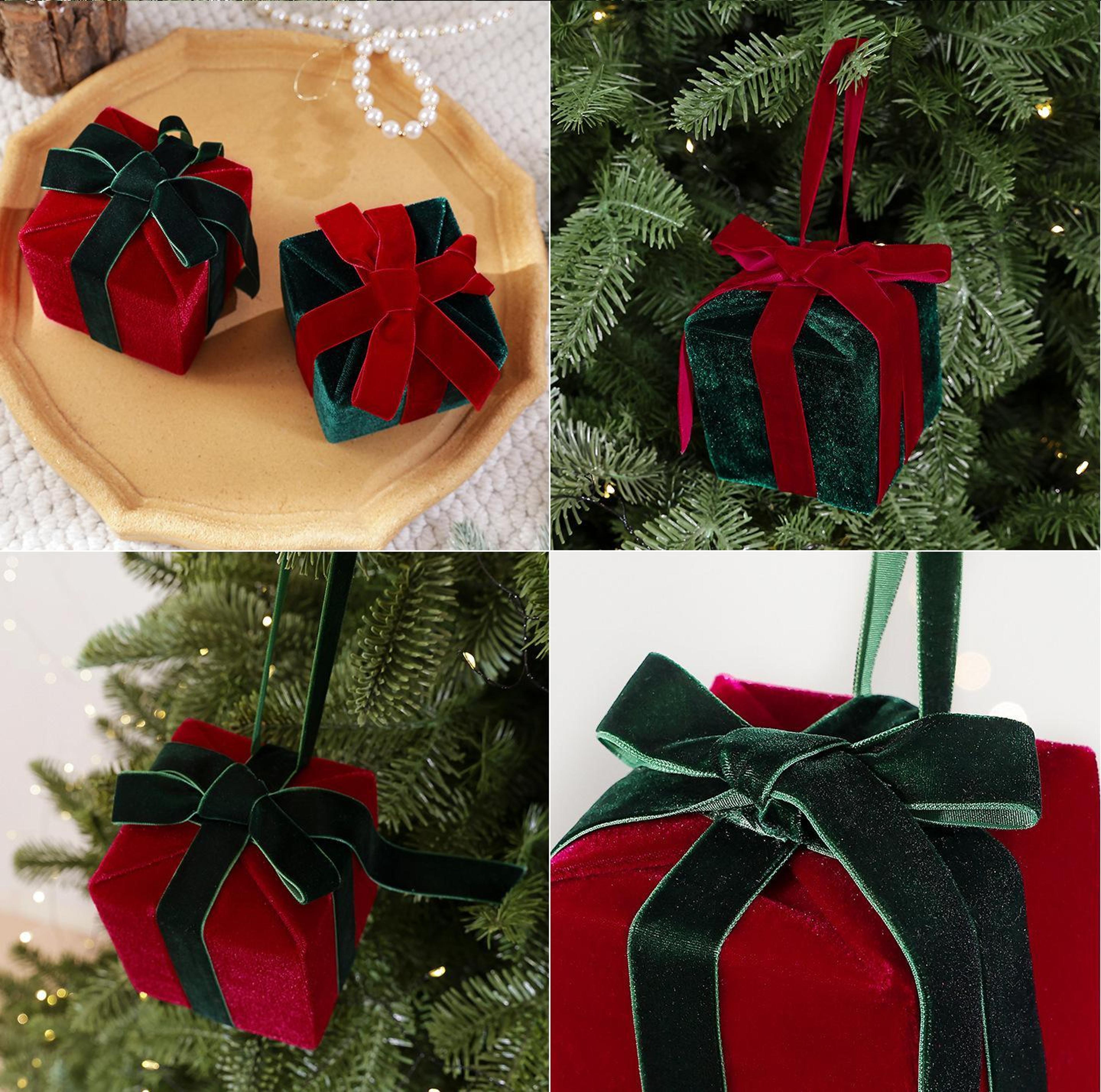 Velvet Christmas Gift Box Ornaments 315 Inch Plush Tree Decorations 3