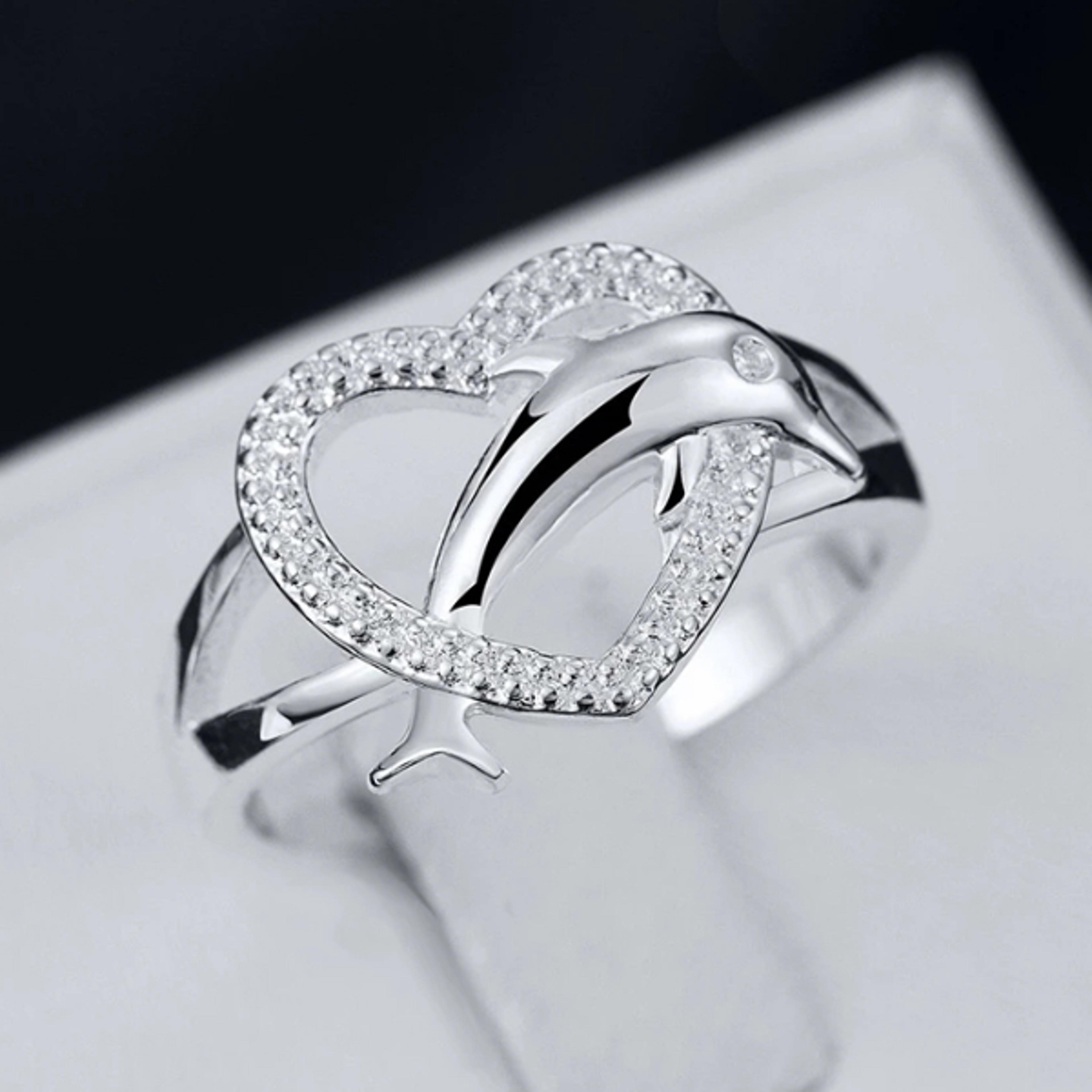925 sterling silver love dolphins heart rings for women: high-quality couple gifts for fashion, party & wedding jewelry