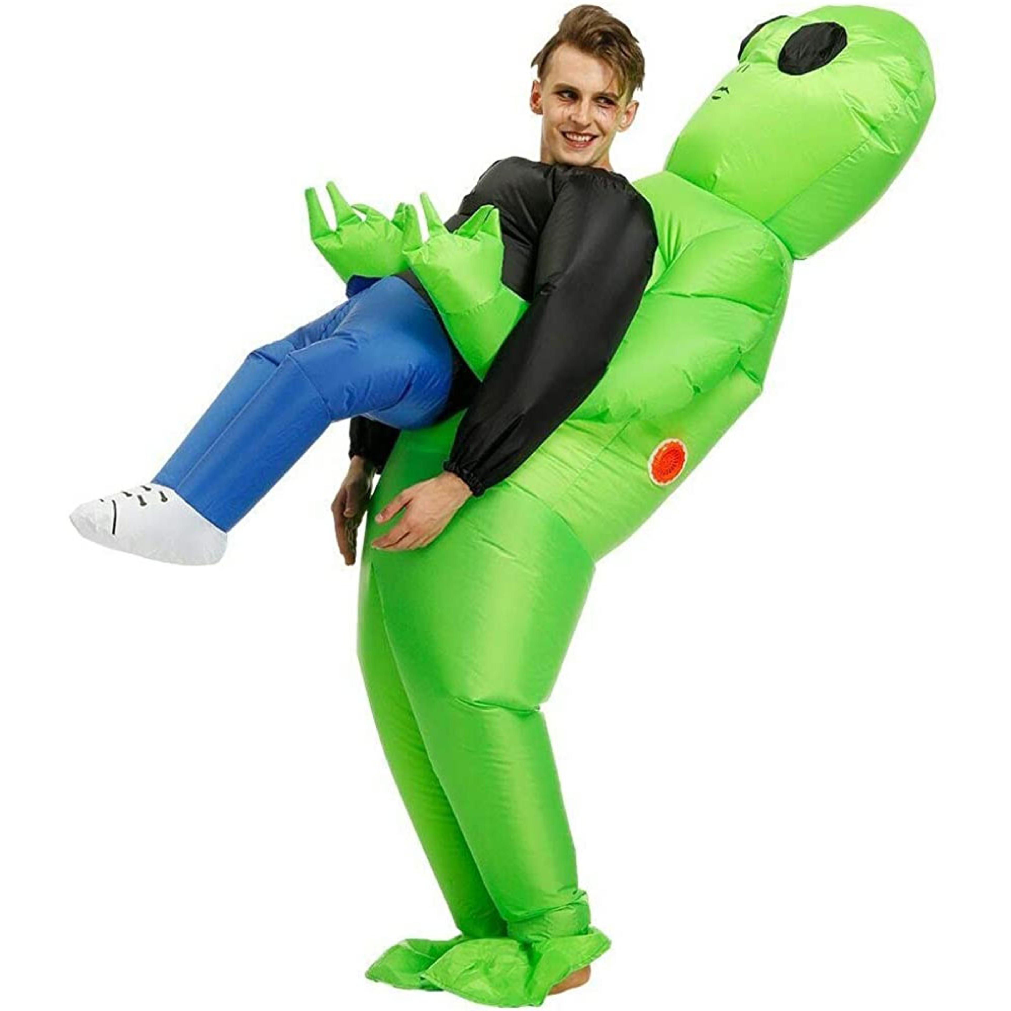 Funny costumes that make it look like an alien is carrying you