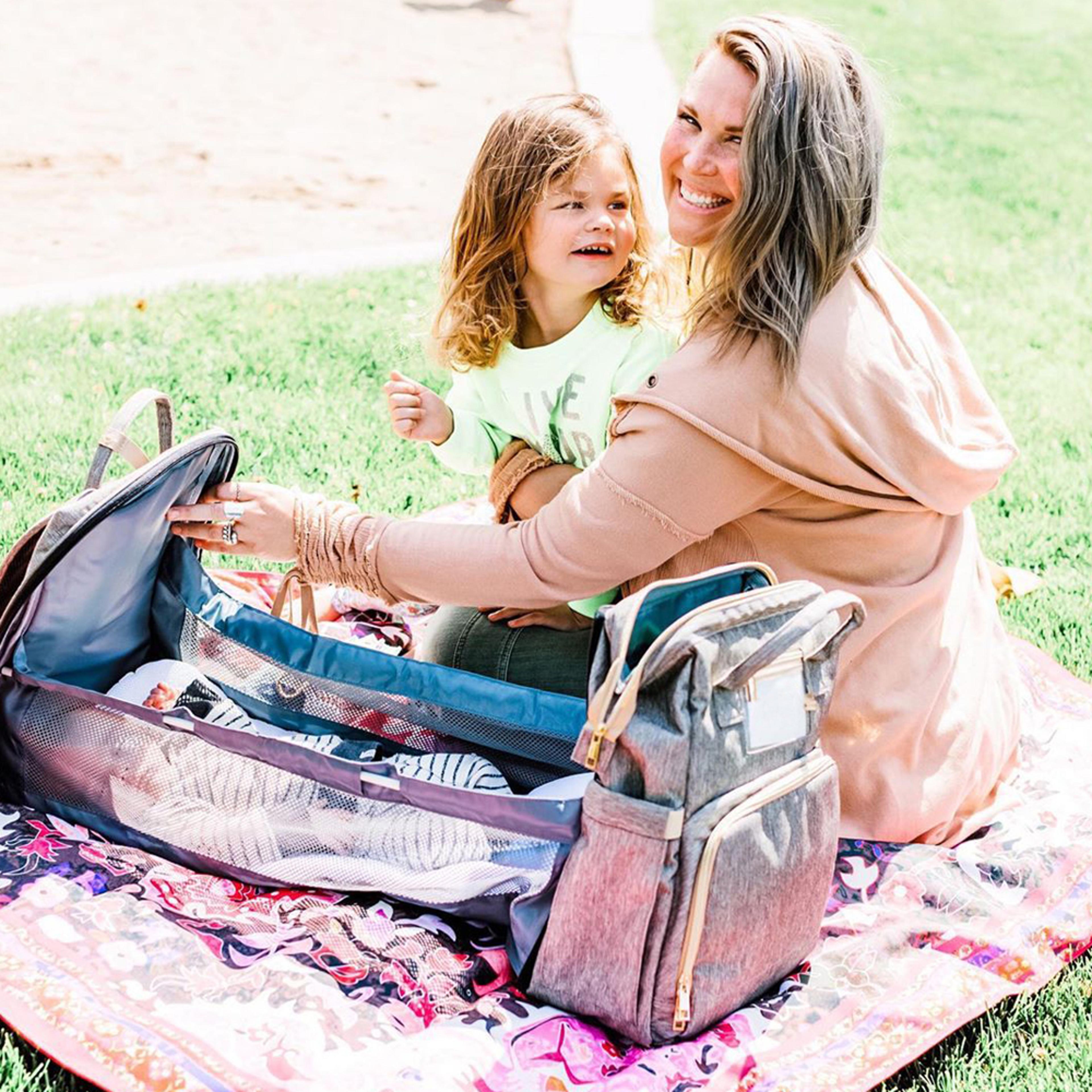 multifunctional 3 in 1 baby diaper bag with bed (waterproof exterior)