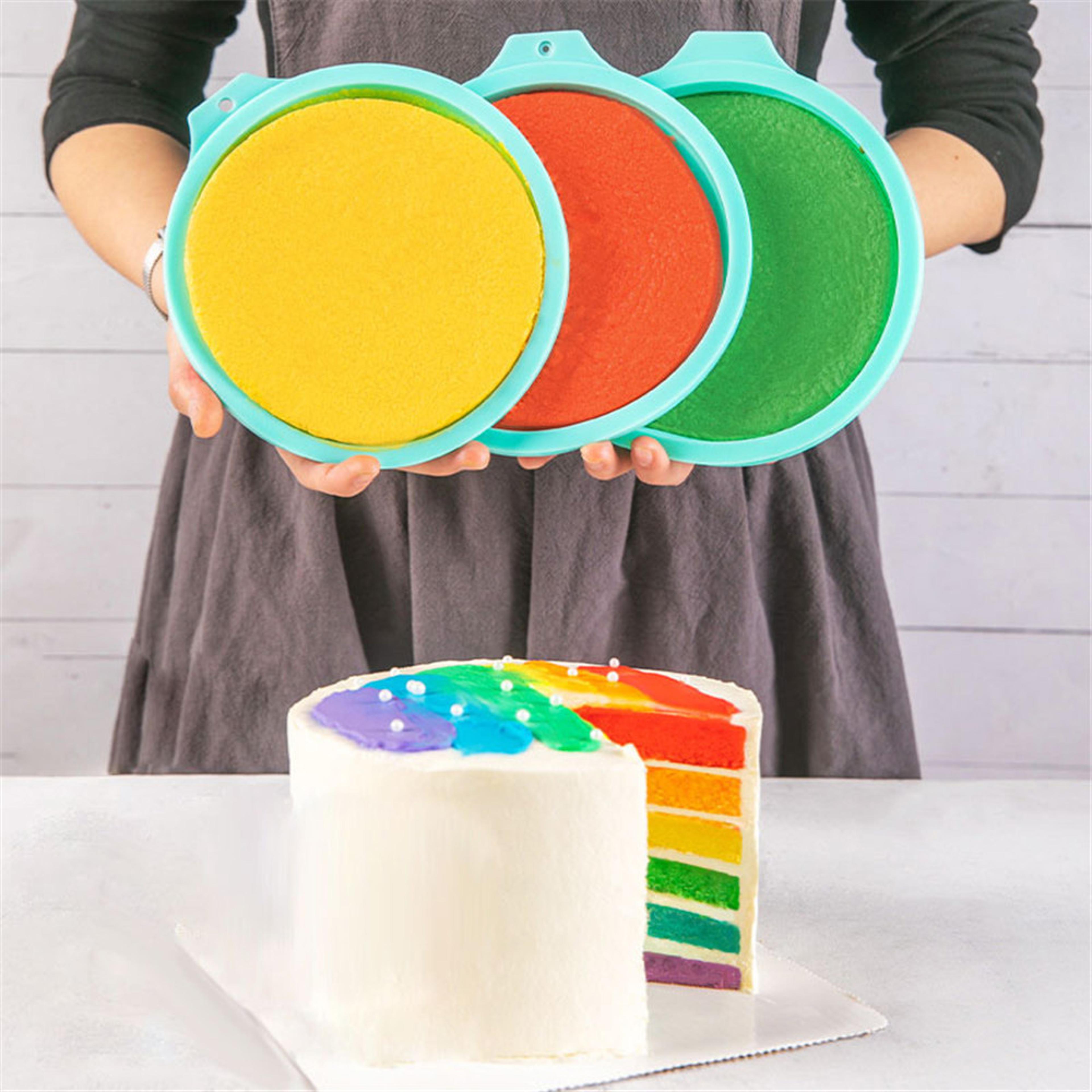 8" silicone rainbow cake mold set