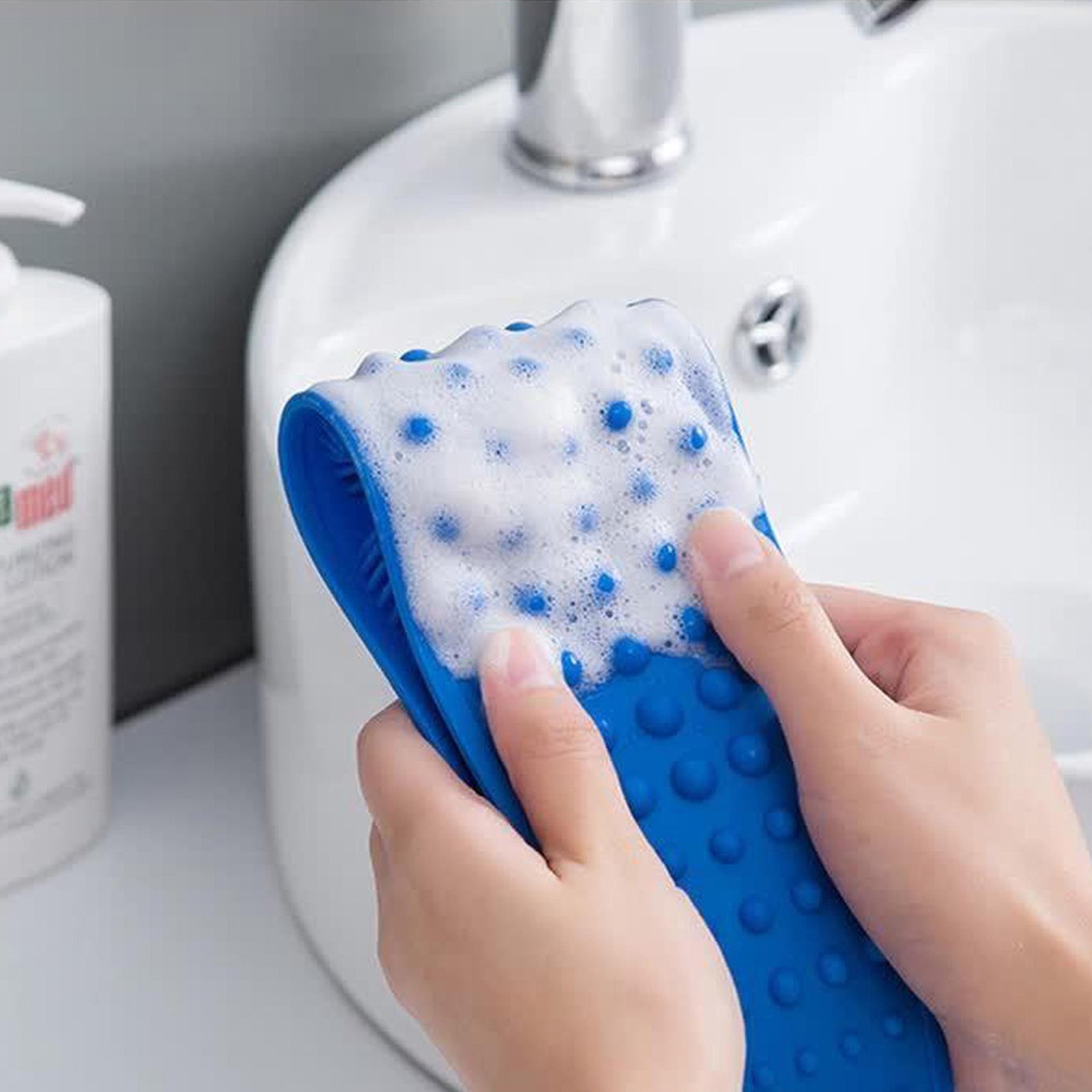 Exfoliating Silicone Wet & Dry Body Scrubber Brush Blue 2