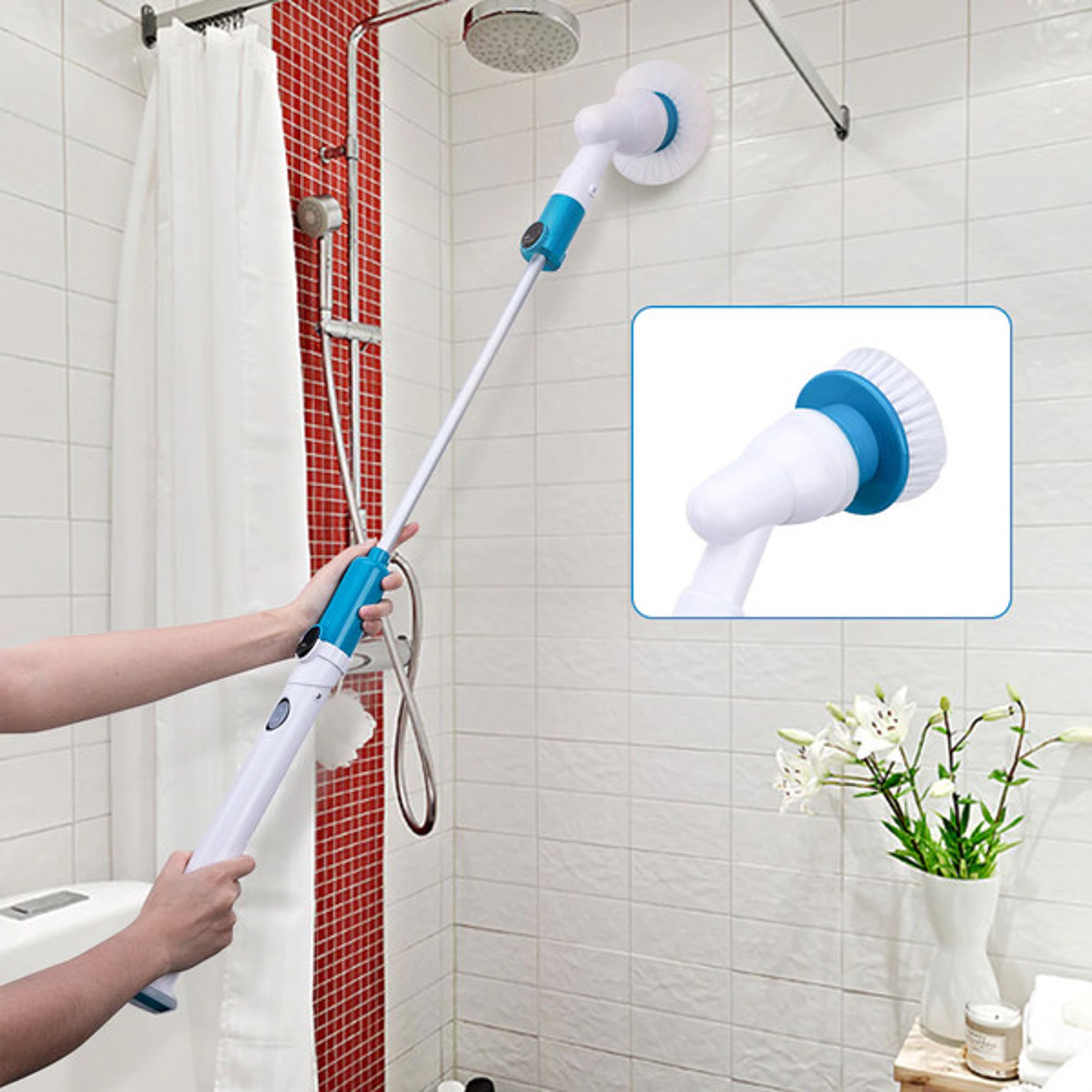 Extendable Cordless Power Scrubber For Bathrooms & Kitchen 1