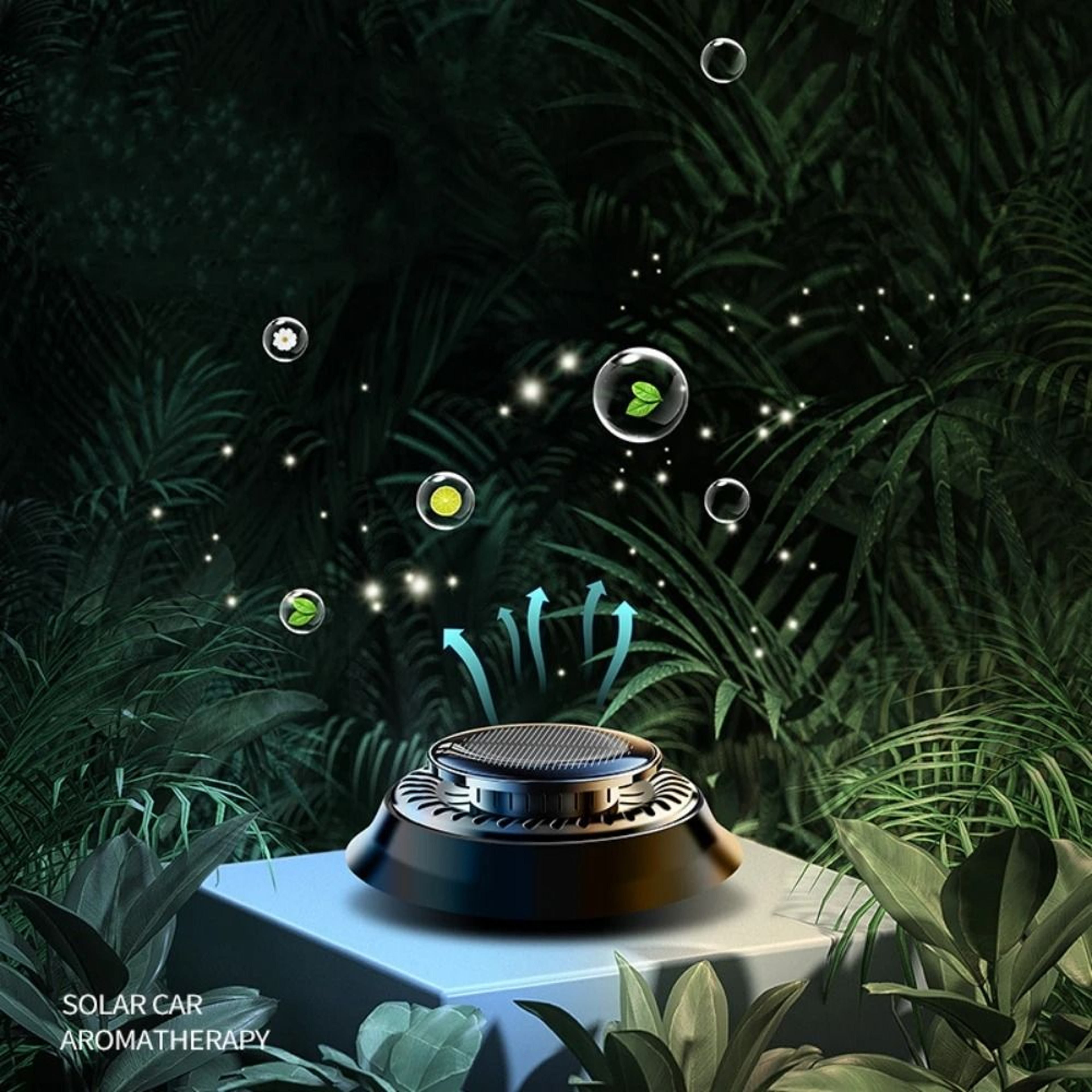 Solar Powered Rotating Car Air Freshener for Essential Oils
