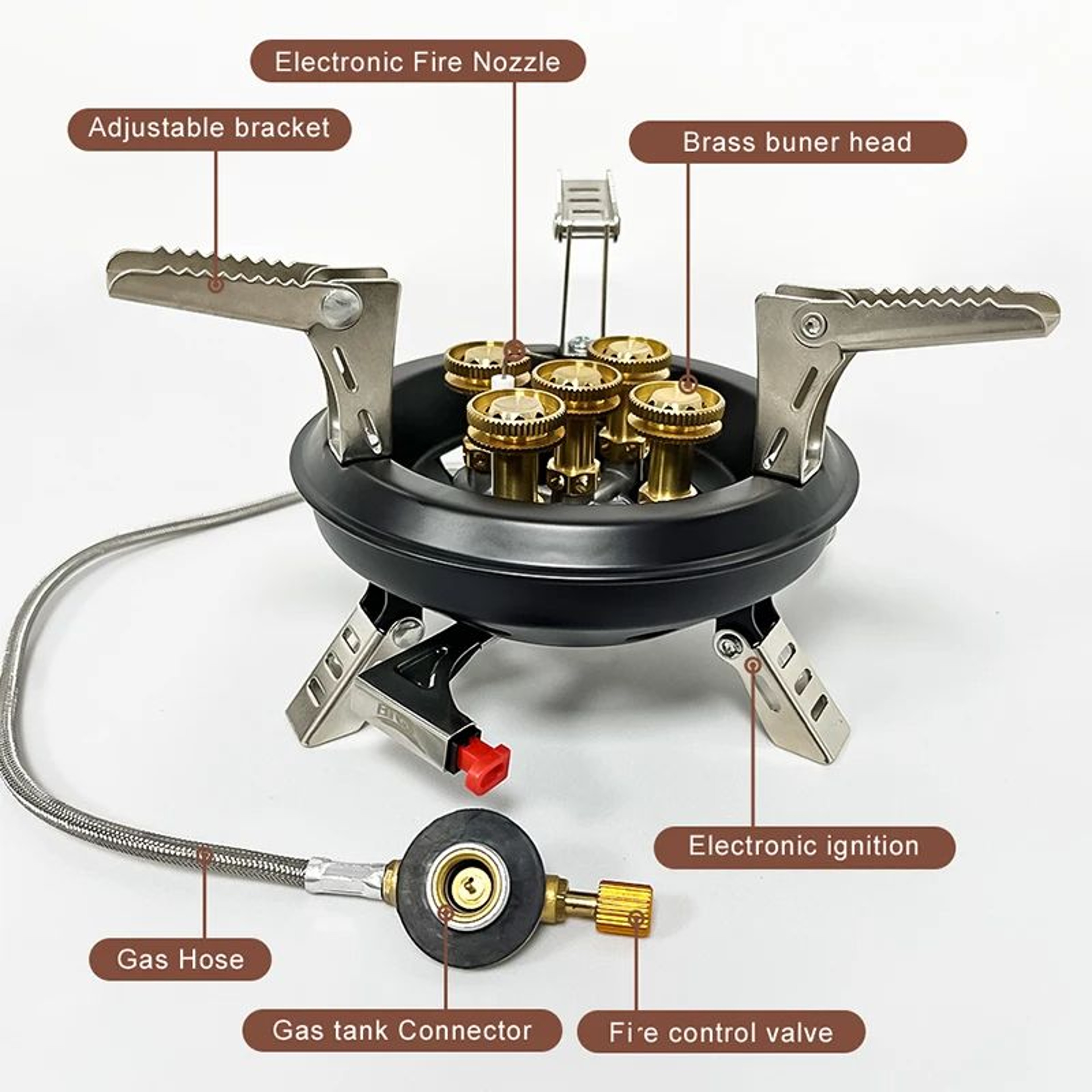 Portable Camping Gas Stove With Piezo Ignition High Pressured Propane Butane Burner For Outdoor Eme 3