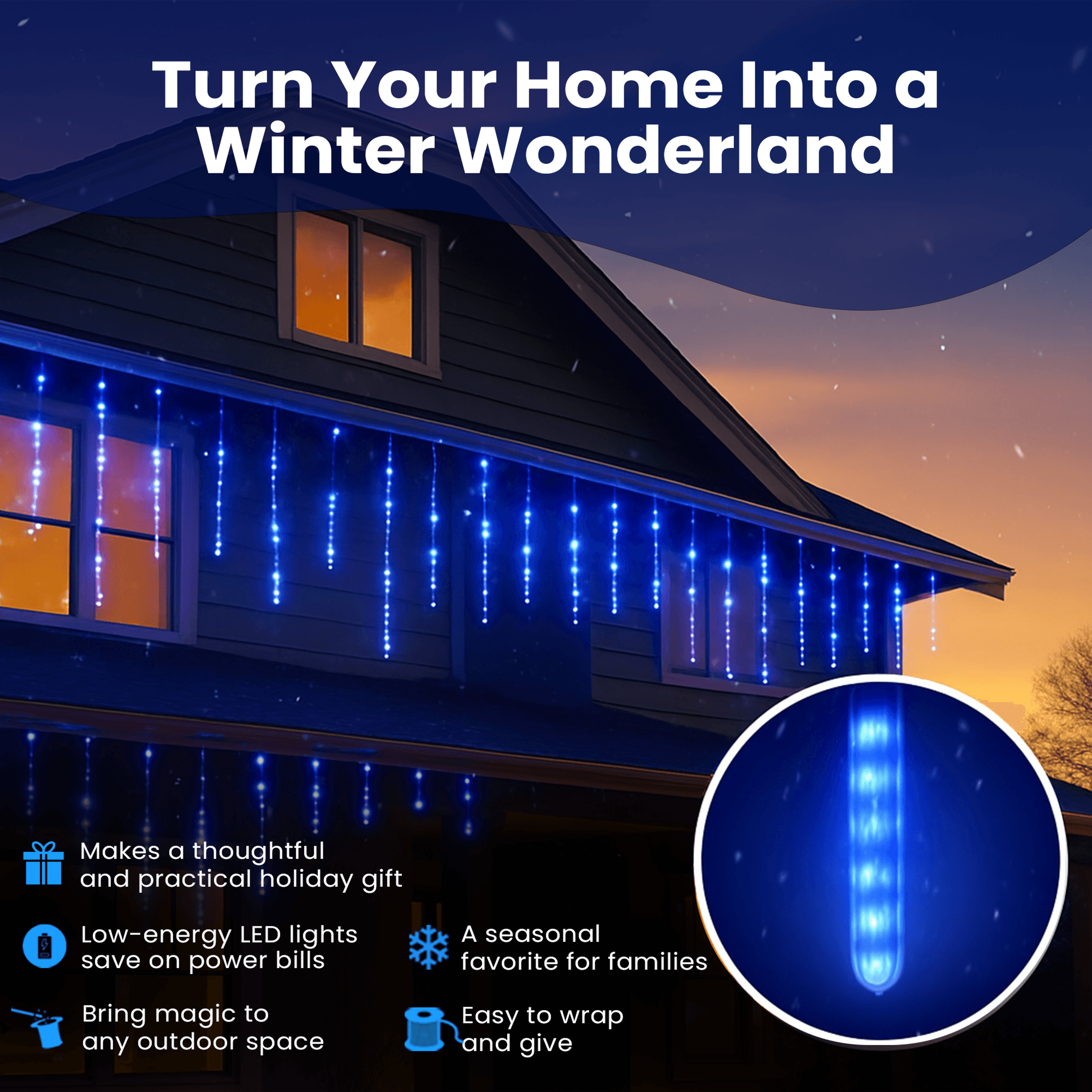 LED Dripping Icicle Lights For Outdoor Christmas Decor 8Piece Set Perfect For Christmas Christmas G