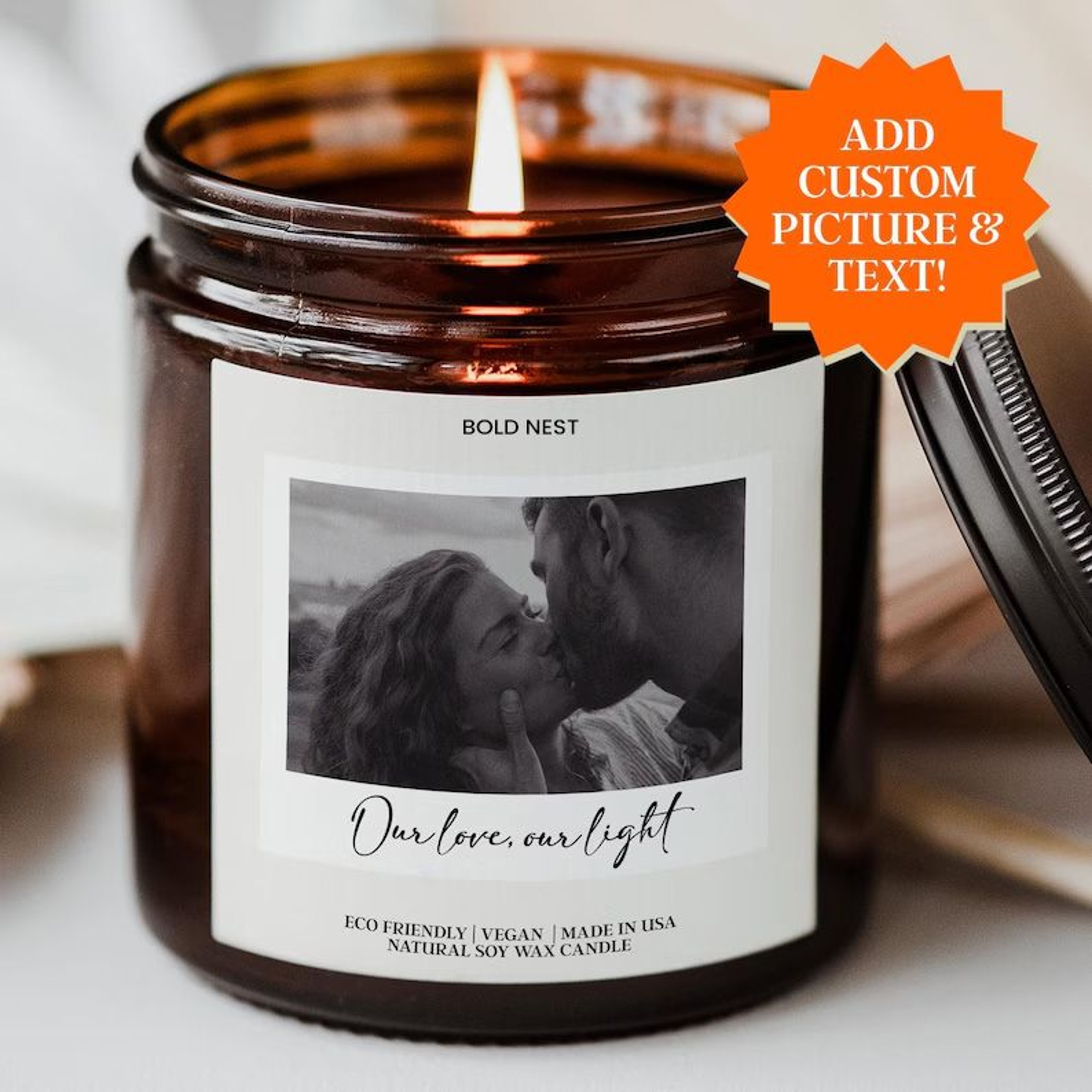 Personalized Picture Candle Gift Custom Photo Birthday Candle For Couples Best Friend Keepsake Cand