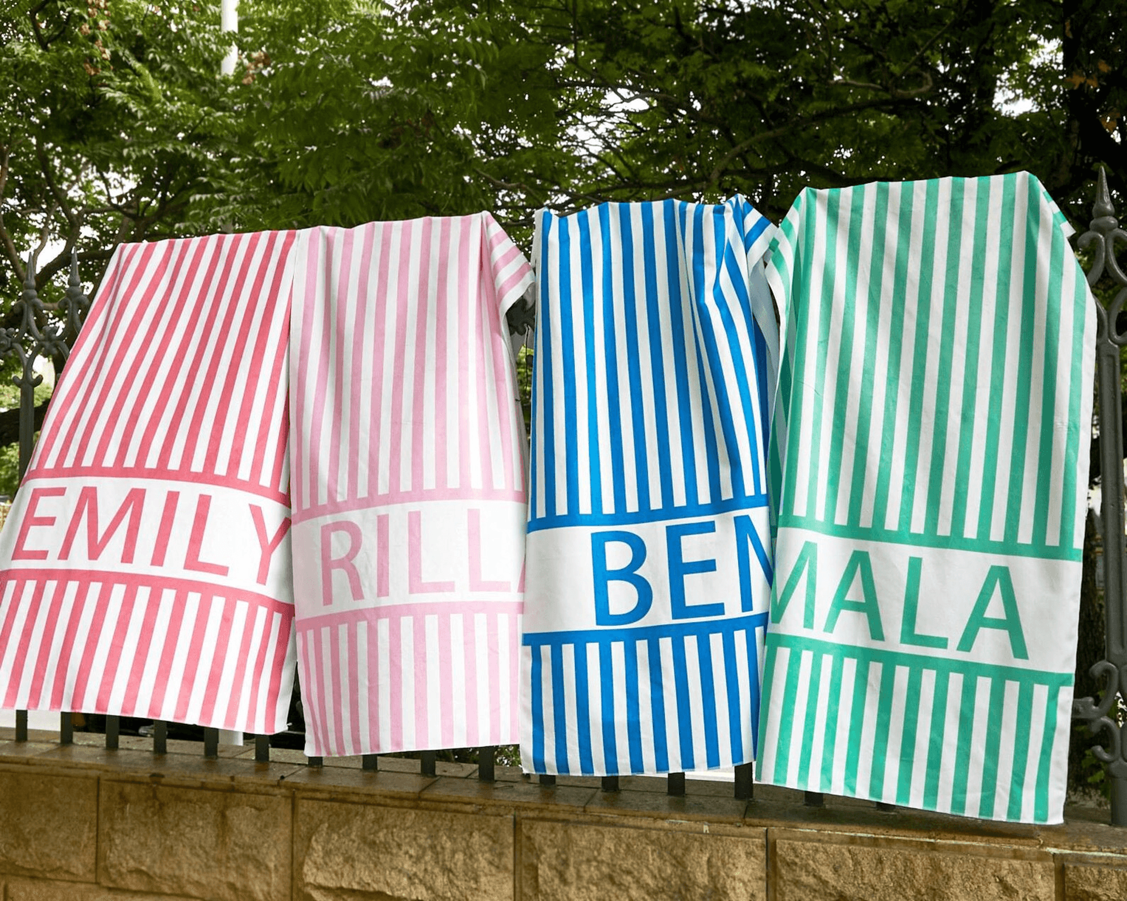 Personalized Striped Beach Towel With Name  Custom Monogram Pool Towel For Girls Birthdays  Bachelo 1