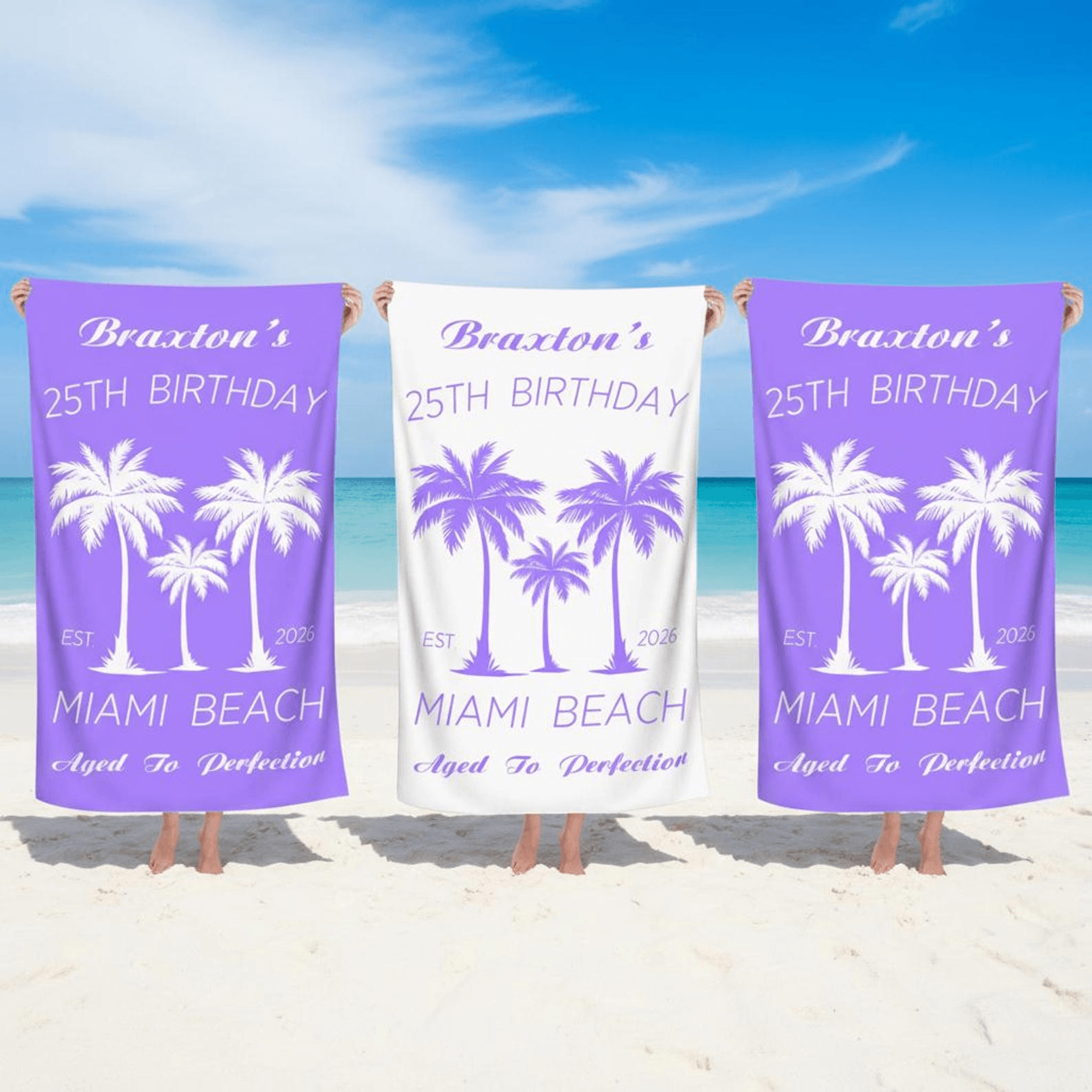Custom Birthday Beach Towel With Name Personalized Birthday Party Gift For Friends 2