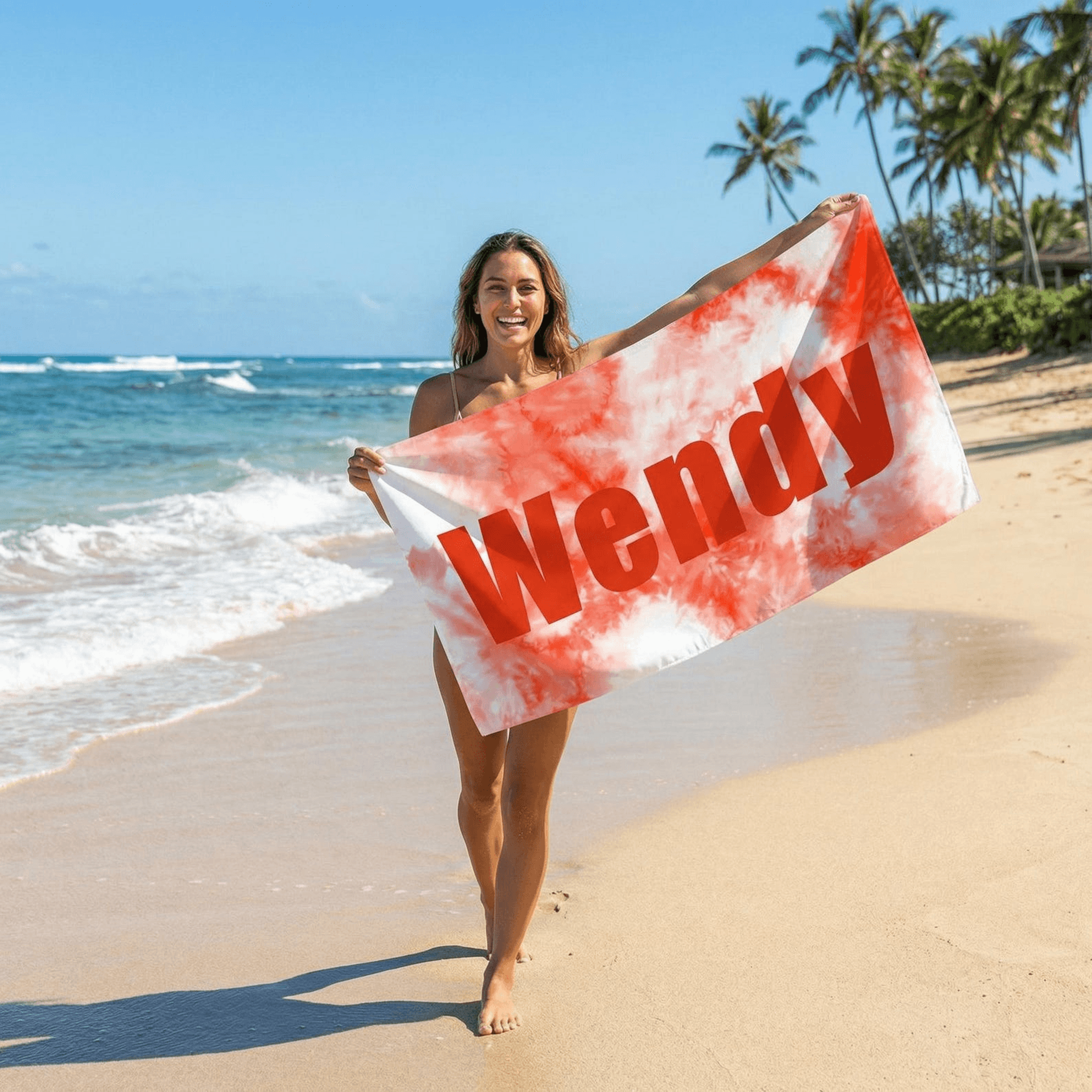 Personalized Tie Dye Beach Towel With Custom Name For Summer Vacations 1