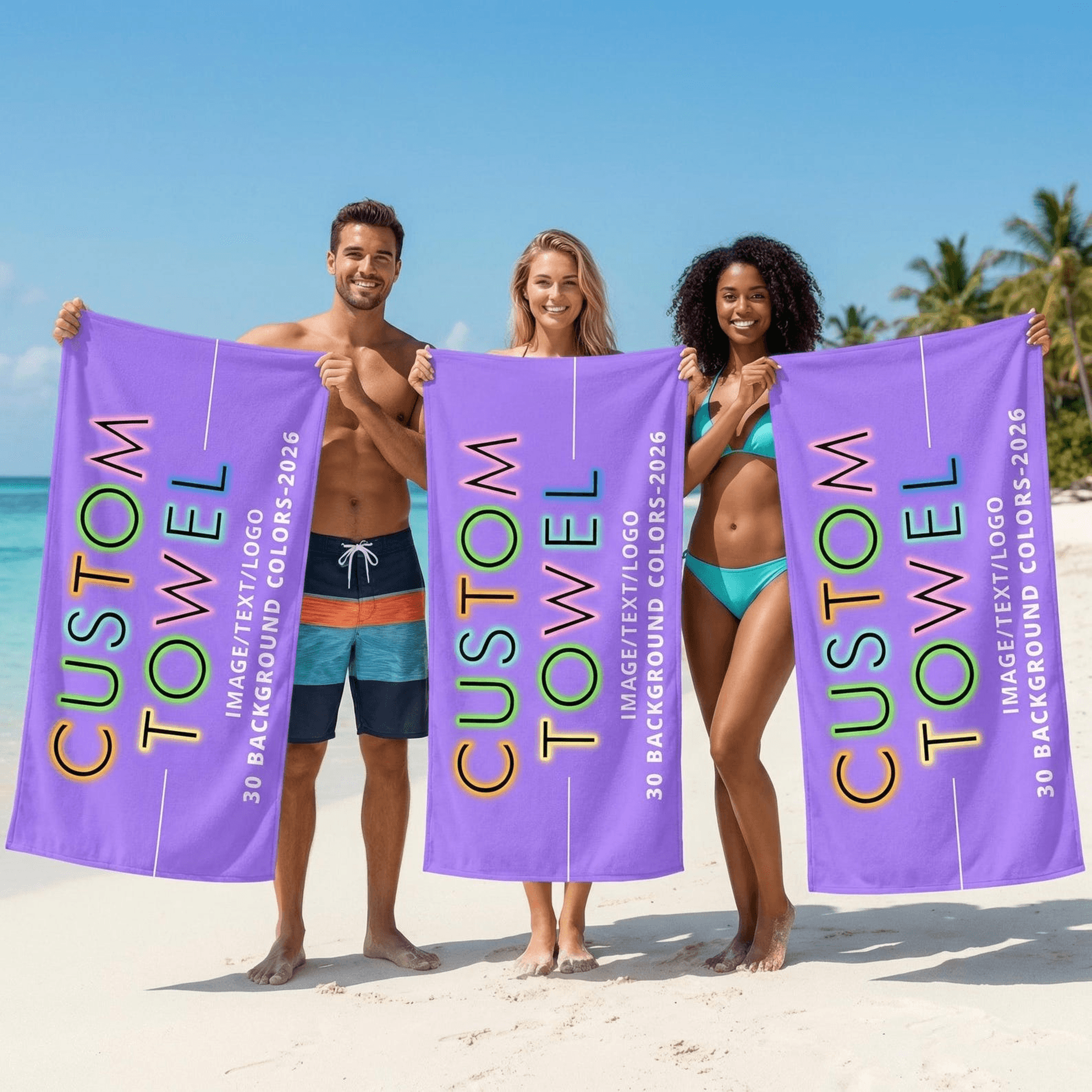Custom Beach Towel With Photo Logo Text Or Design Personalized Summer Vacation Towel 1