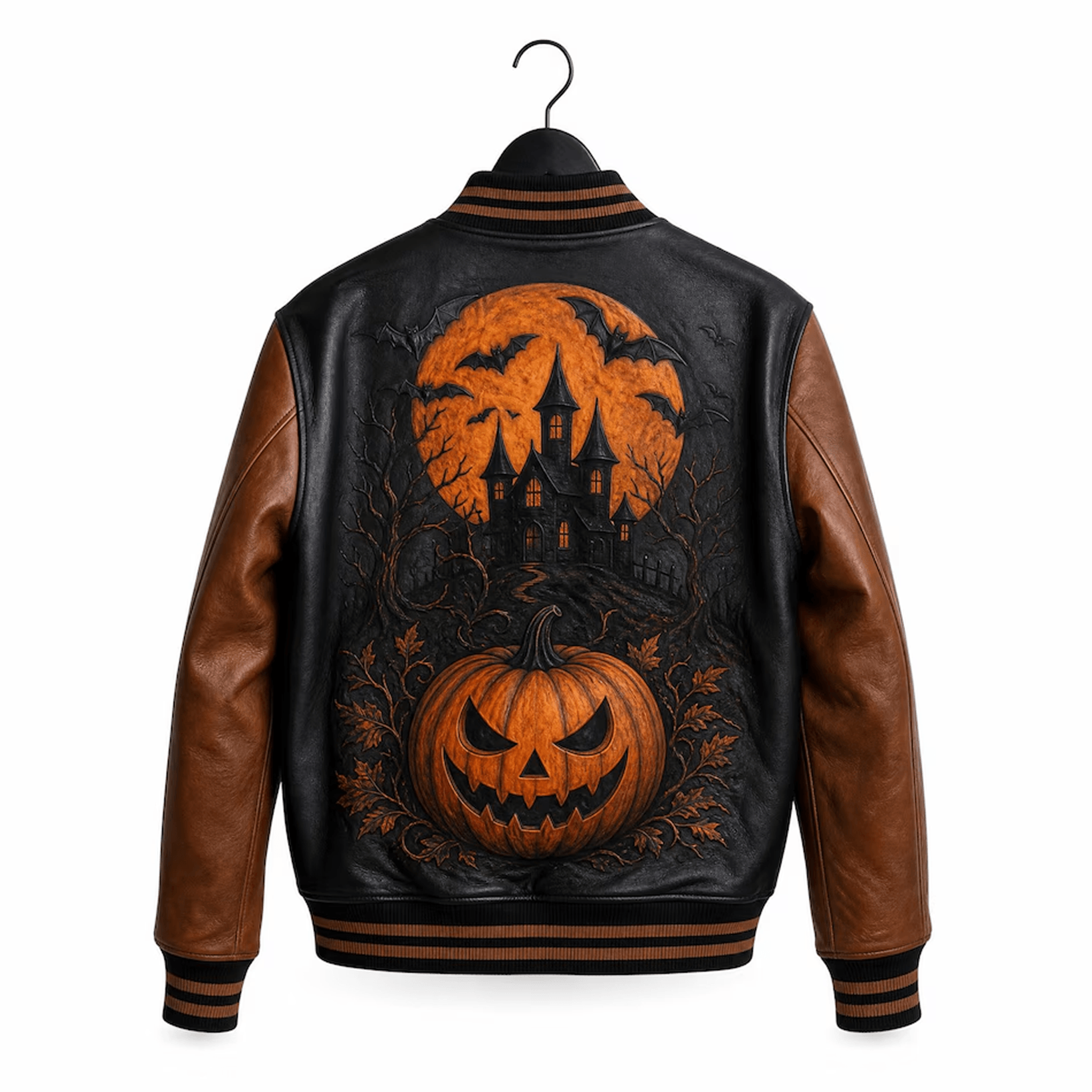 Unisex Halloween Varsity Jacket Spooky Horror Graphic Jacket Gothic Halloween Streetwear Scary Seas 1