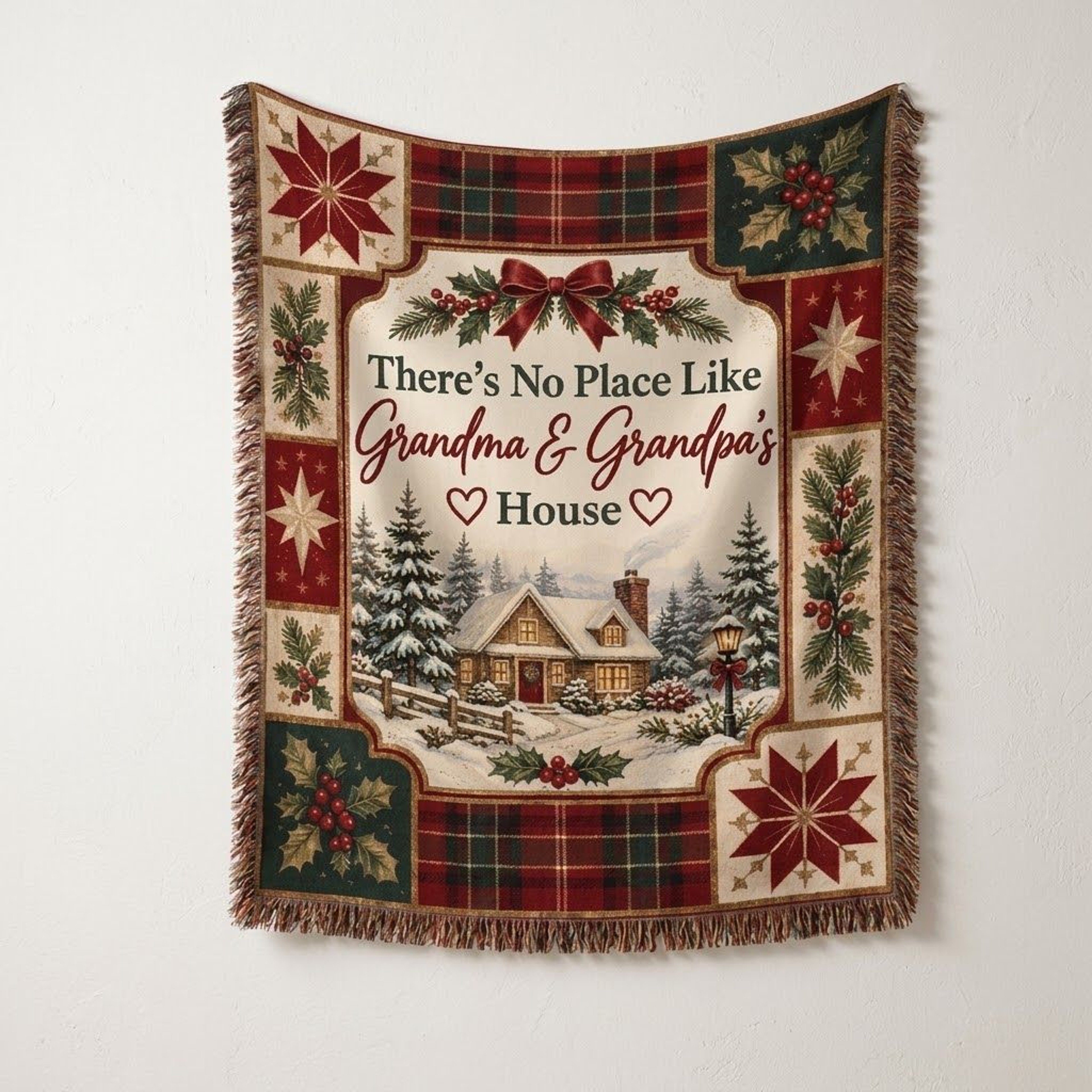 Grandma And Grandpa Christmas Woven Blanket Cozy Holiday Cabin Throw Grandparents Gift Rustic Farmh 0