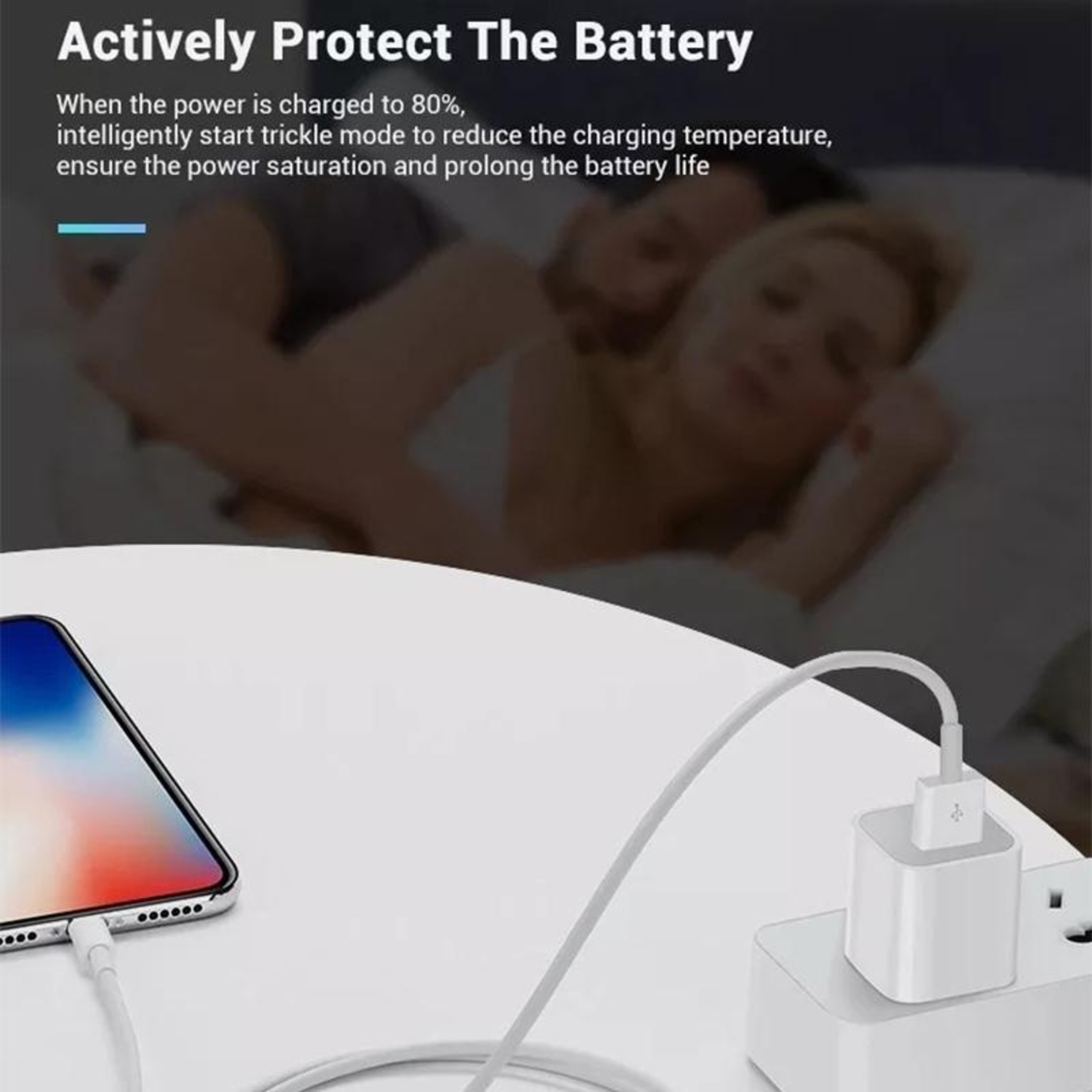 2 in 1 iPhone Charger Travel Adapter with 1m Lightning Cable USB Wall Charger for iPhone White – view 5